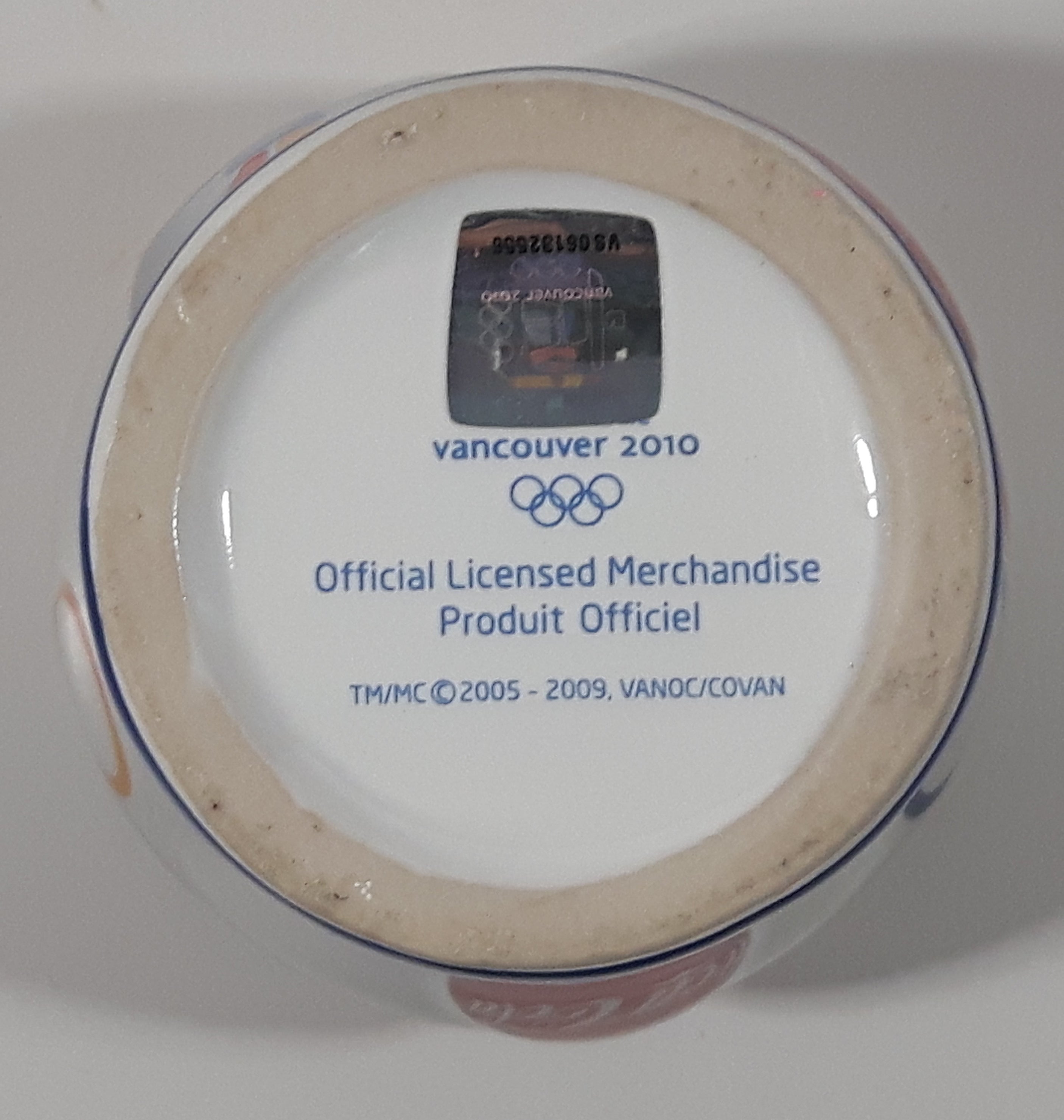 Coca Cola Vancouver 2010 Olympics 6 1/2" Tall Embossed Ceramic Cup 14