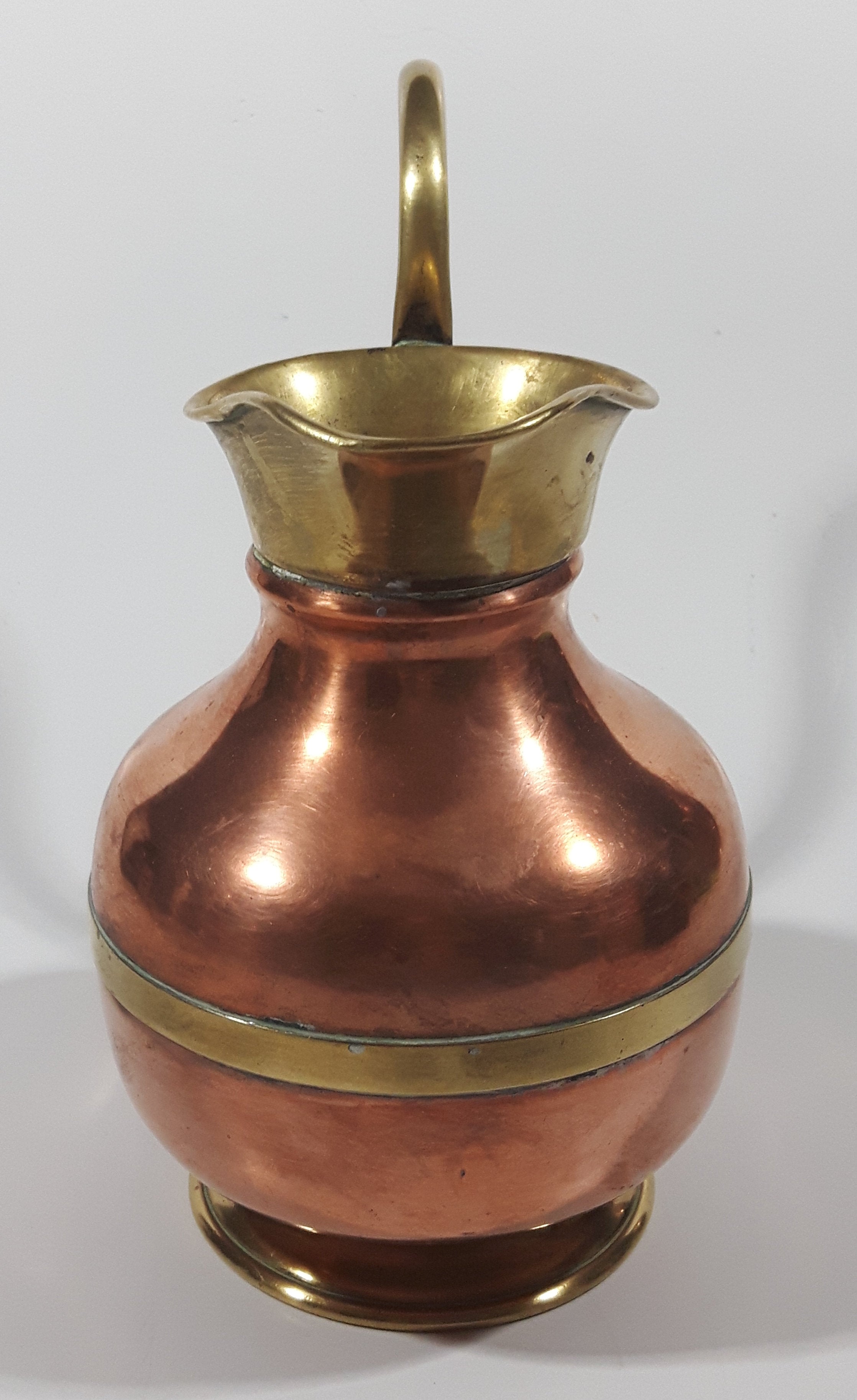 Vintage Brass and Copper Pitcher Ewer Jug 9