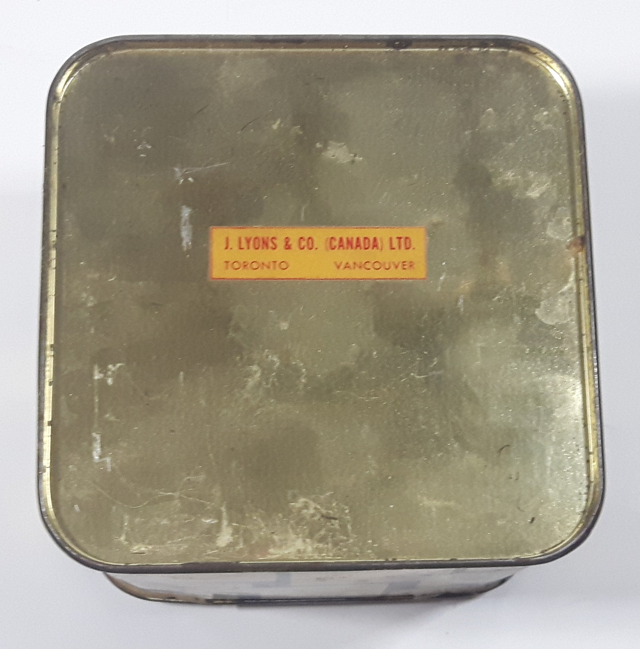 Antique J. Lyons & Co (Canada) Ltd. Toronto Vancouver Teapot Themed 4 3/8" Tall Tin Metal Container 13