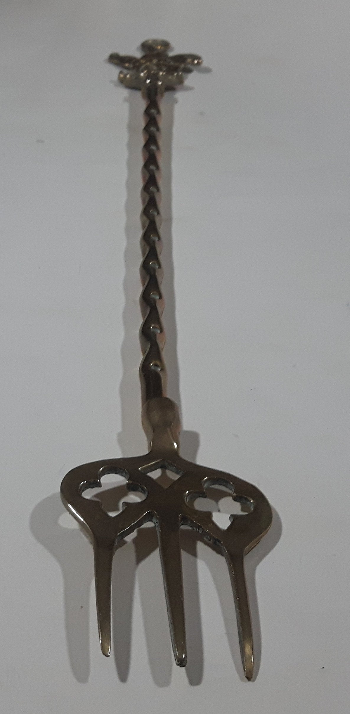 Antique Jester 19 1/2" Solid Brass Toasting Fork 2