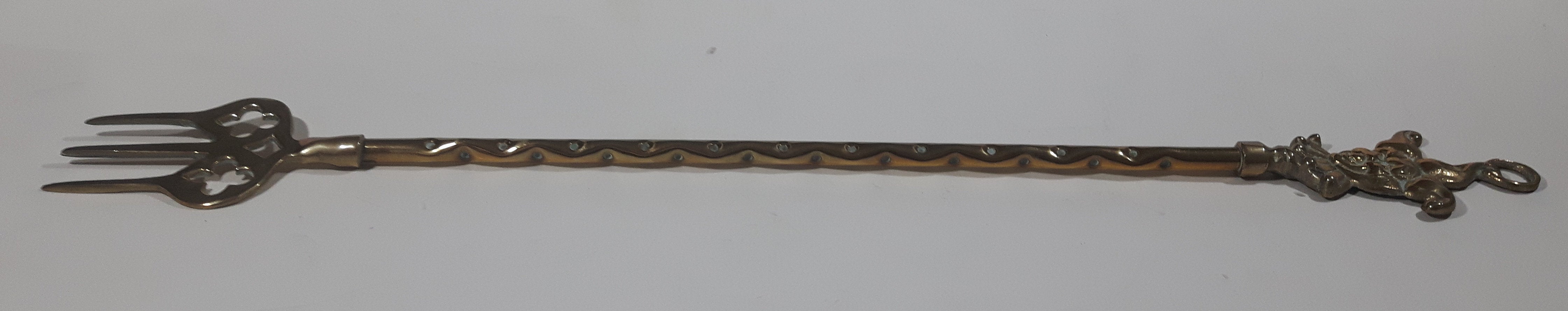 Antique Jester 19 1/2" Solid Brass Toasting Fork 5