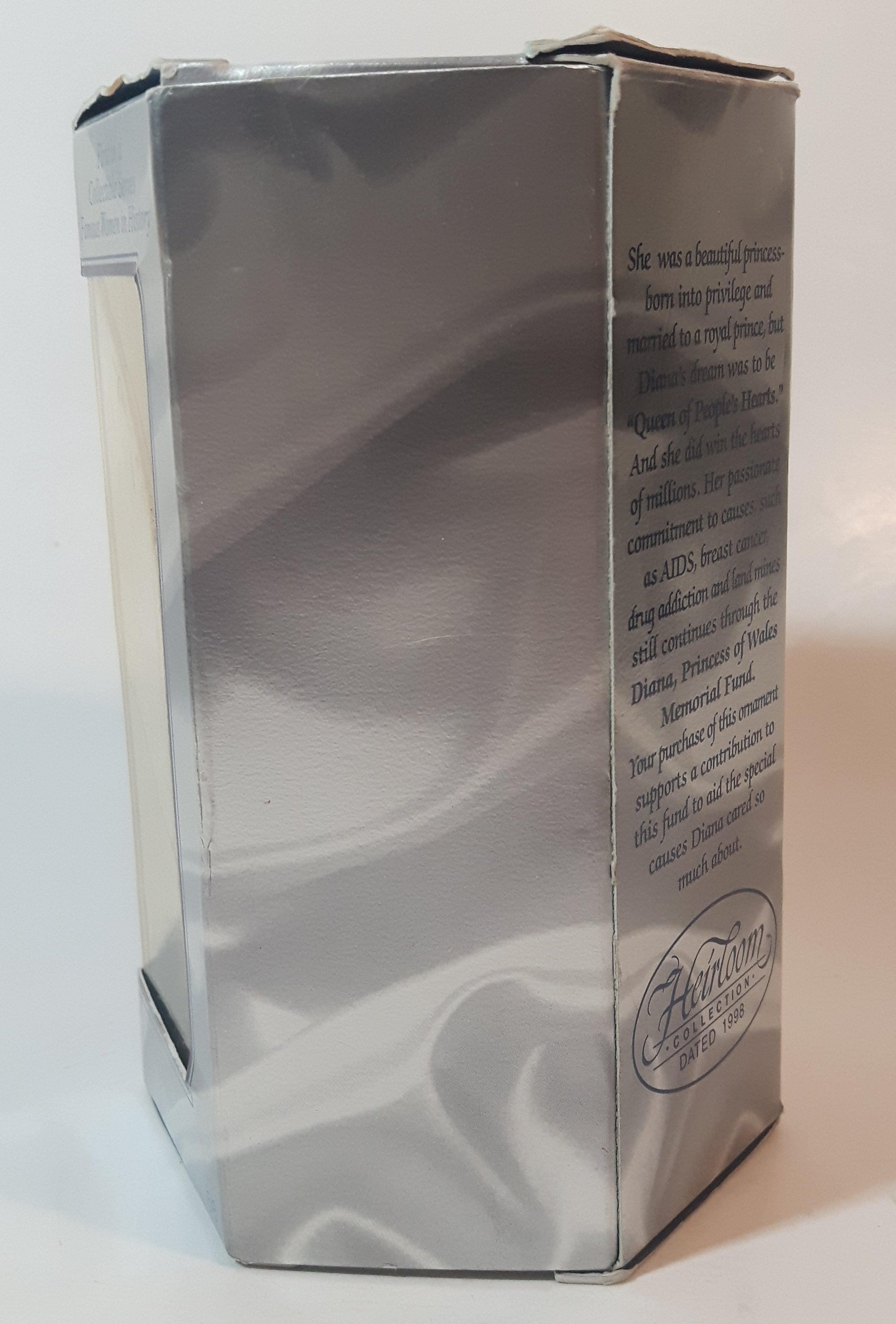 1998 Carlton Heirloom Collection 10th Anniversary Diana Princes of Wales 5" Tall Figure Christmas Tree Ornament New in Box 4