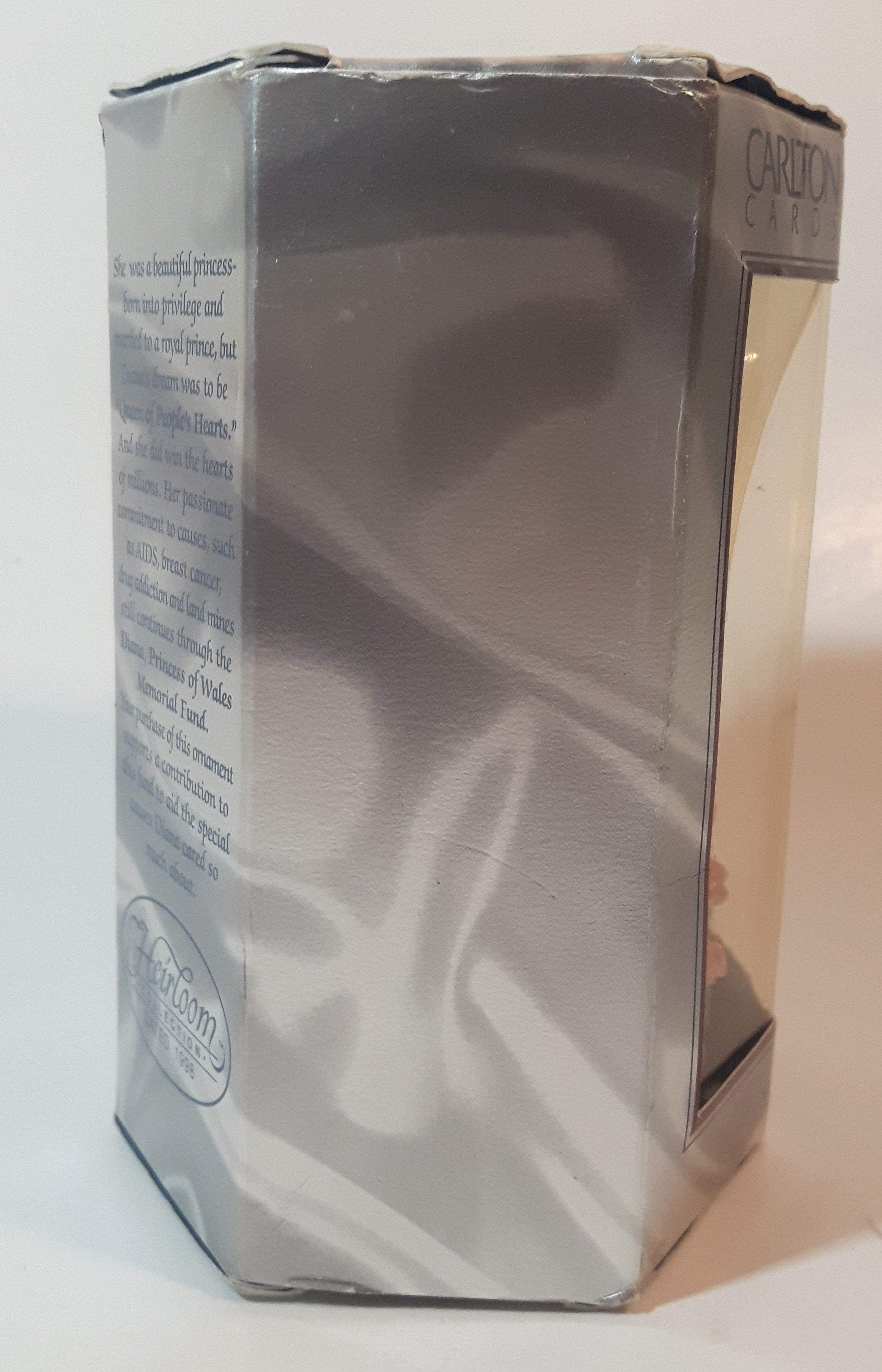 1998 Carlton Heirloom Collection 10th Anniversary Diana Princes of Wales 5" Tall Figure Christmas Tree Ornament New in Box 6