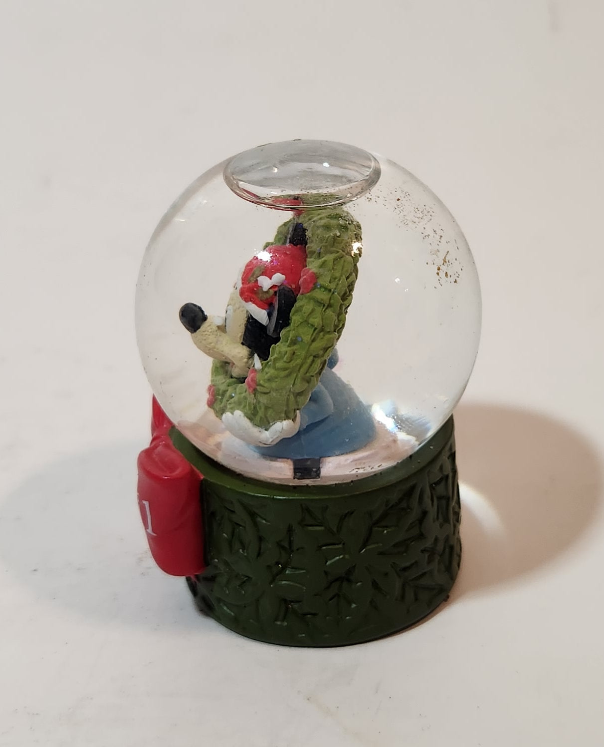 2011 JC Penny Disney Mickey Mouse Christmas Miniature 2 1/2" Tall Resin Snow Globe 2