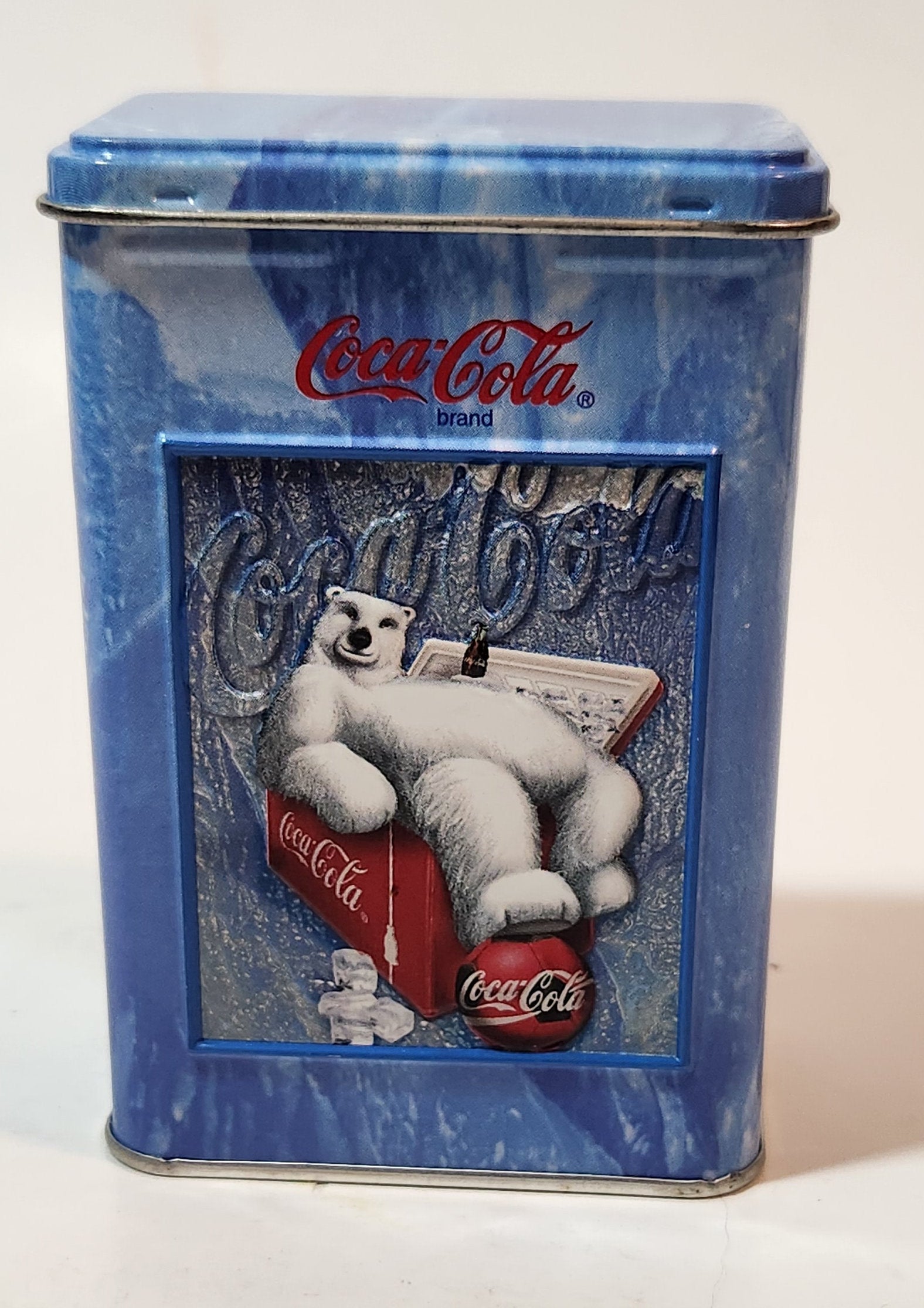 1998 Coca Cola 2 Packs of Polar Bear Themed Bicycle Playing Cards Never Opened in Embossed Tin Metal Container 6