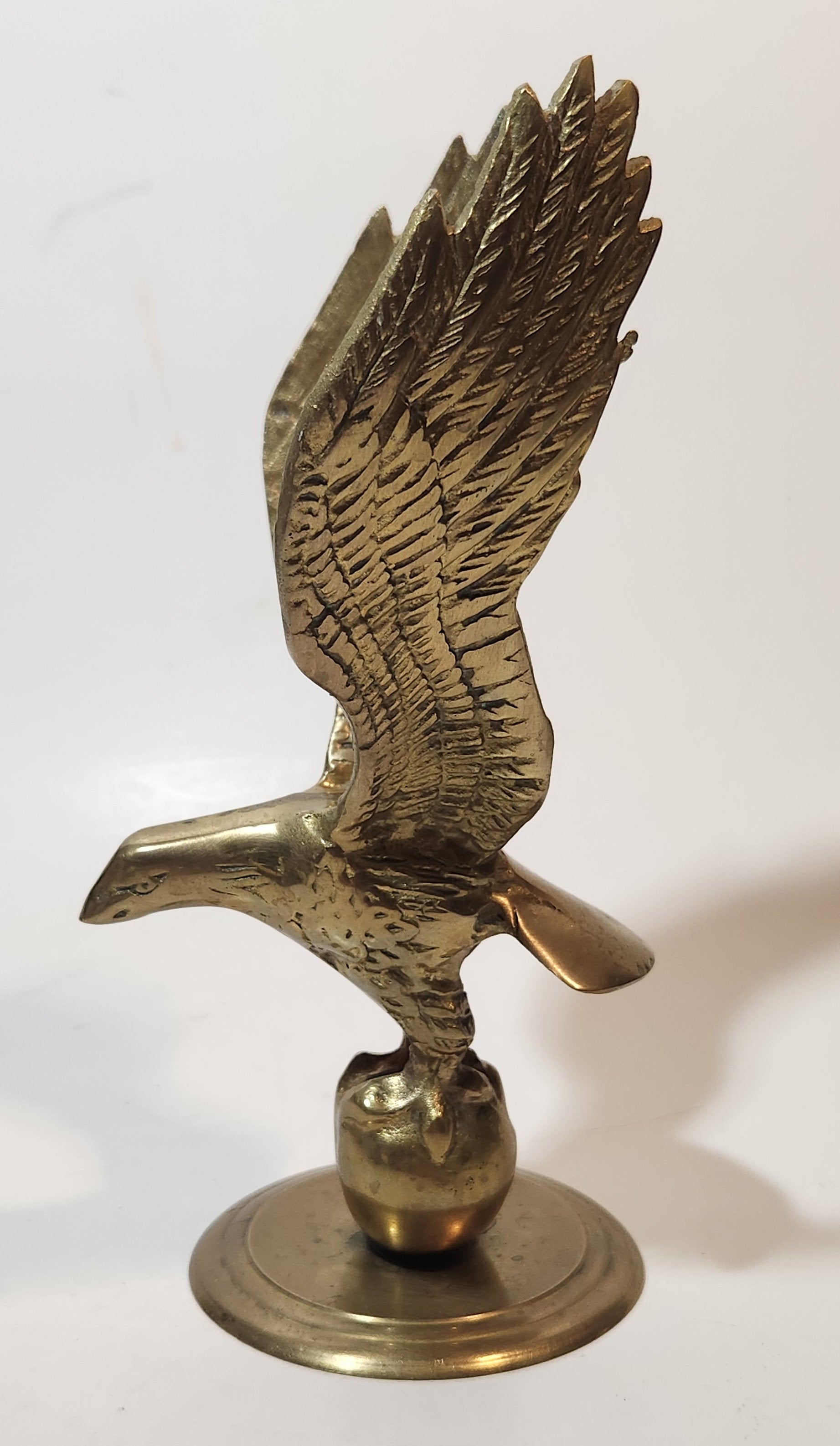 Vintage Mid Century Eagle In Flight 8" Tall Heavy Brass Sculpture 4