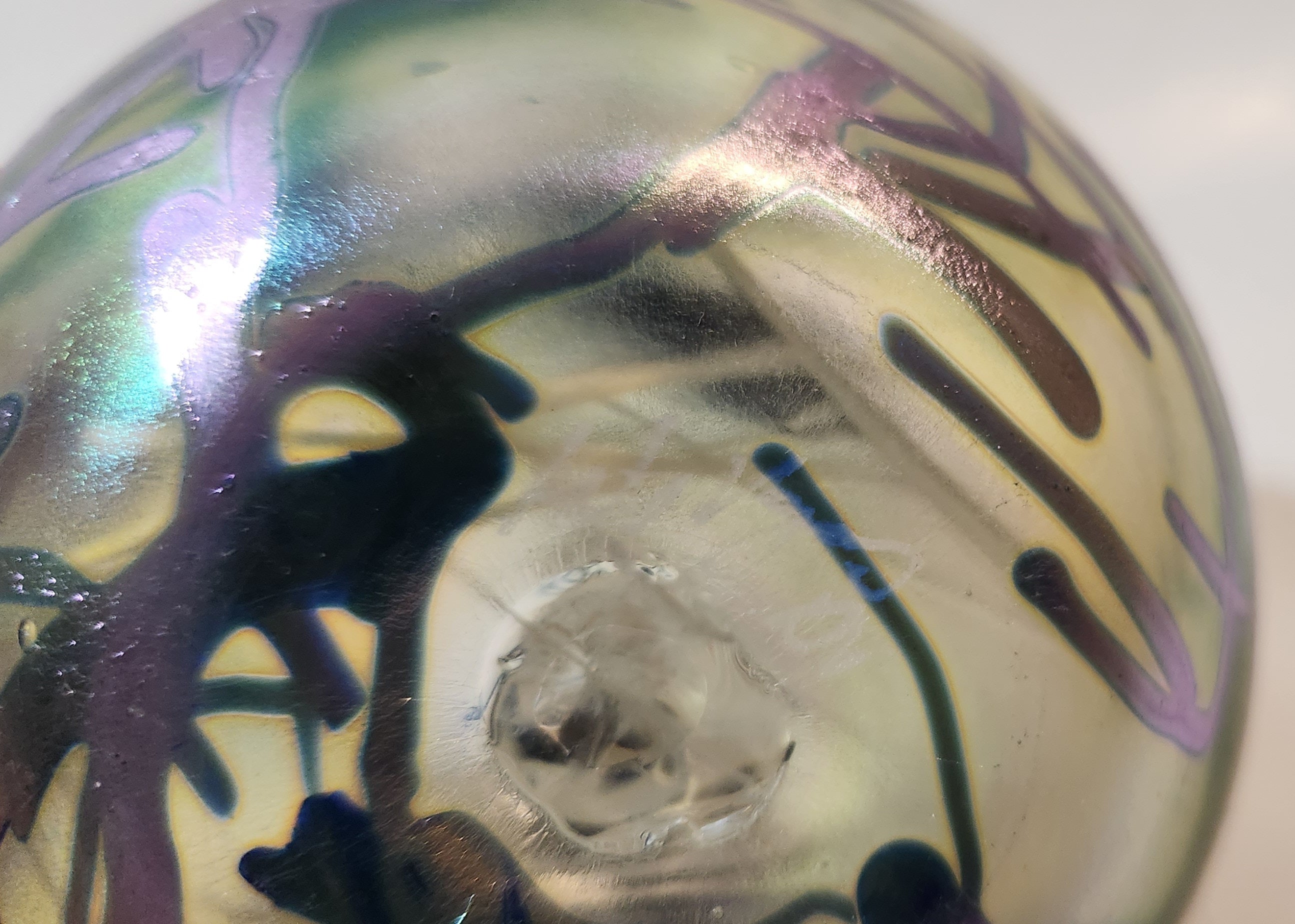 Arte Vargas Iridescent Blown Art Glass Christmas Ornament Oil Lamp Signed 7