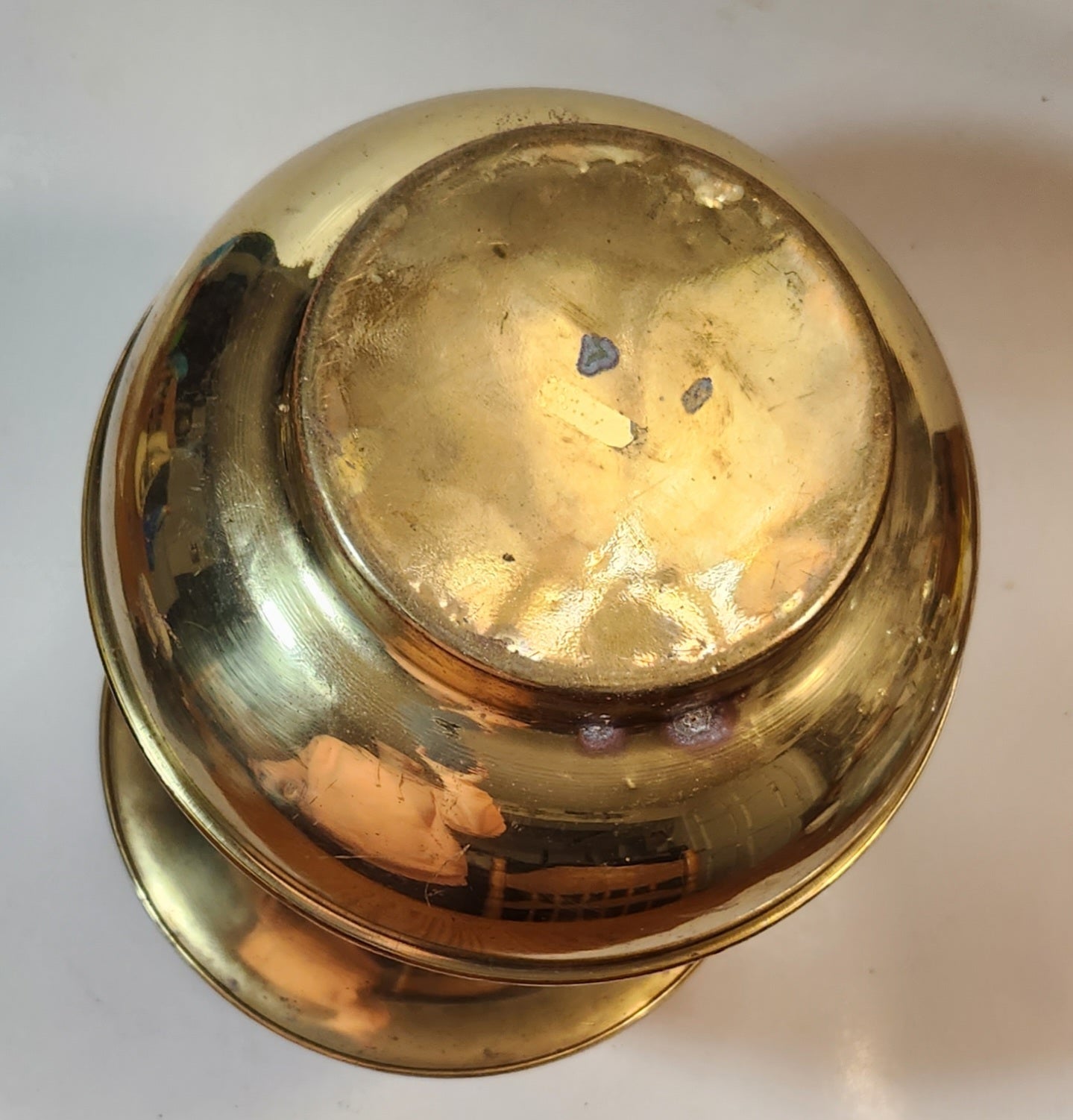 Antique Redskin Brand Chewing Tobacco Cut Plug Large Brass Plated 10 1/2" Tall Spittoon 8