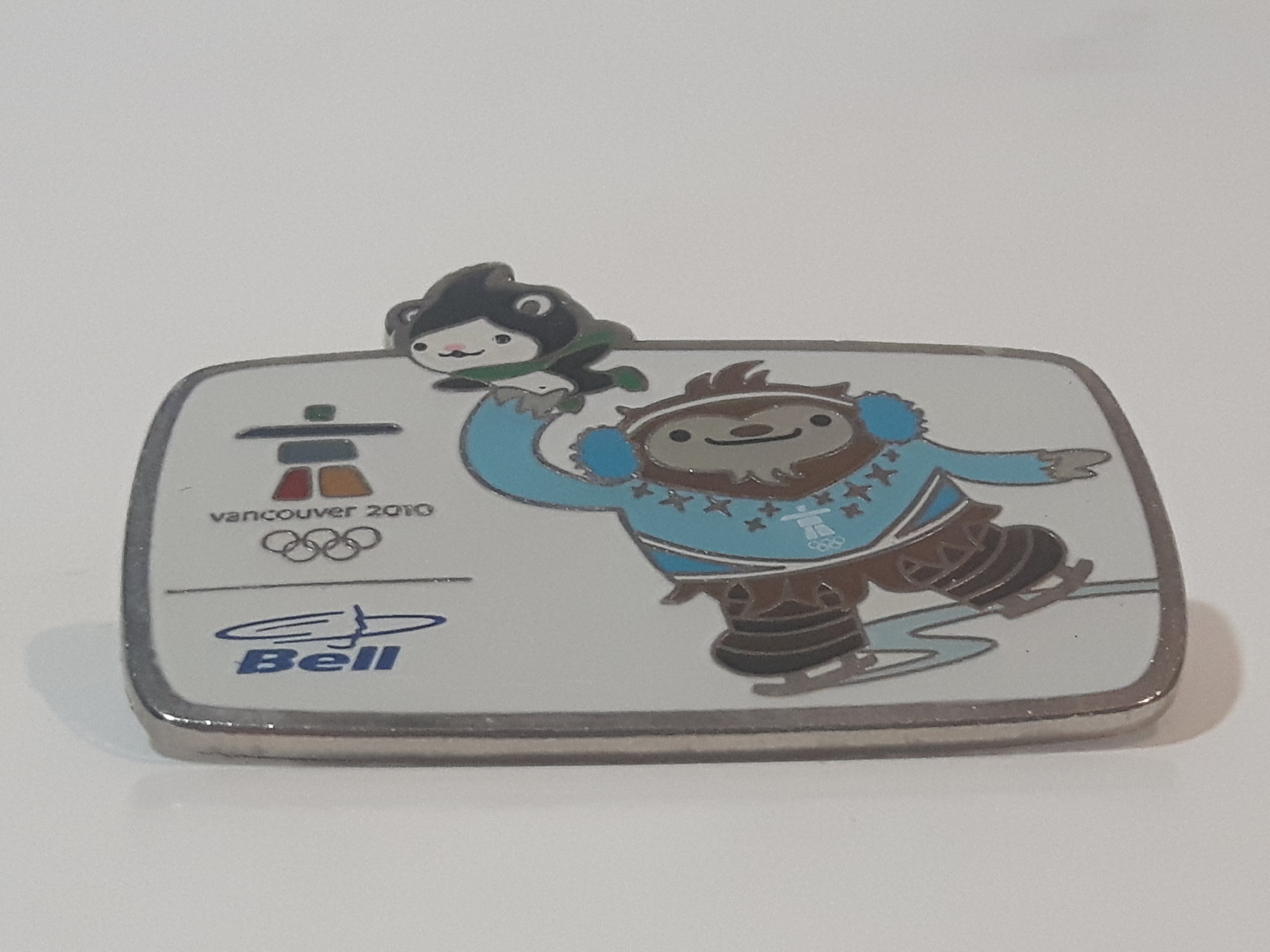 Vancouver 2010 Winter Olympic Games BELL Quatchi and Miga Figure Skating Enamel Metal Lapel Pin 2