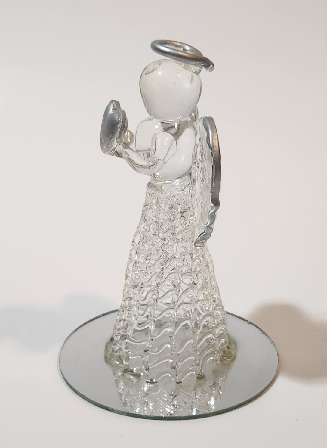 Angel Holding Heart 3 3/8" Crystal Glass Figurine with Mirrored Base 2
