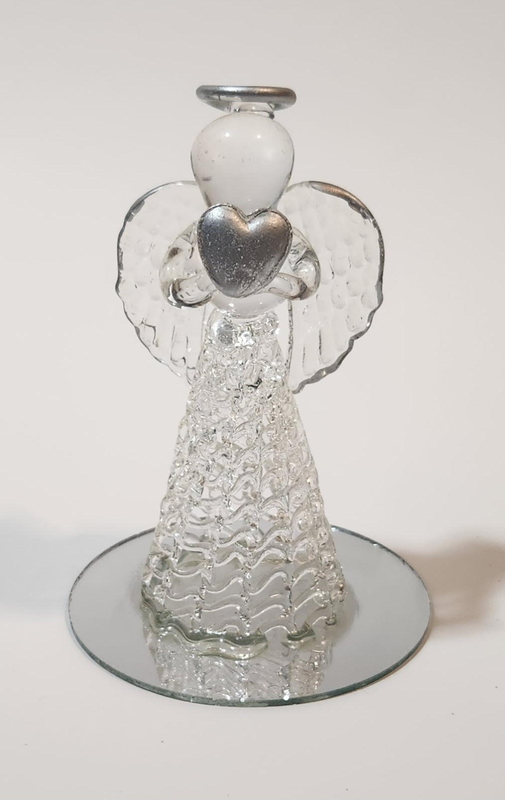 Angel Holding Heart 3 3/8" Crystal Glass Figurine with Mirrored Base 5