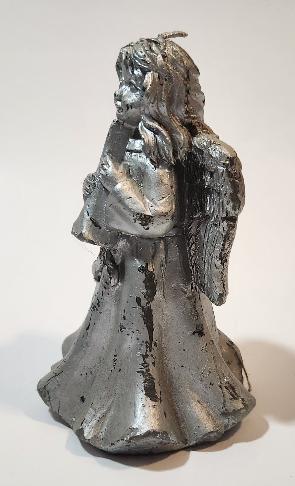 Angel Silver Look 4 1/4" Wax Candle Figurine 2