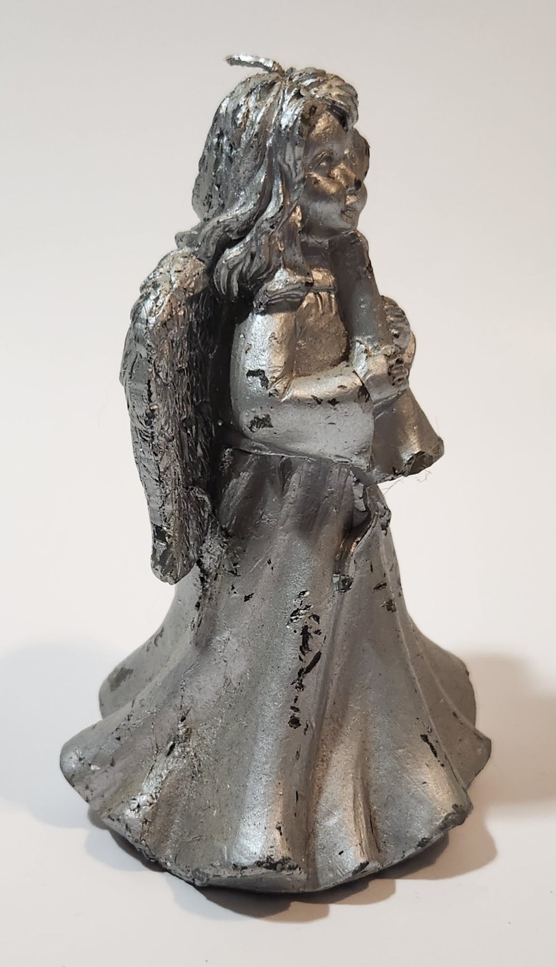 Angel Silver Look 4 1/4" Wax Candle Figurine 6