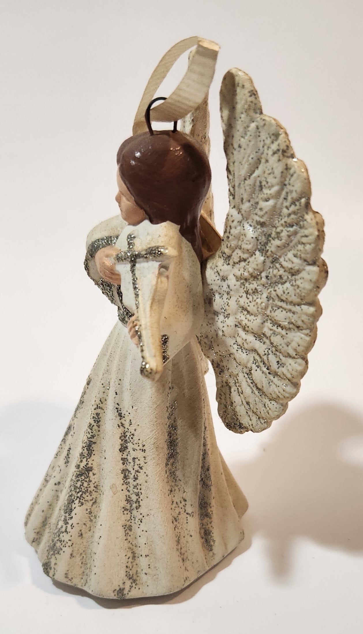 Angel Playing Violin 3 3/4" Hanging Ceramic Christmas Tree Ornament 2
