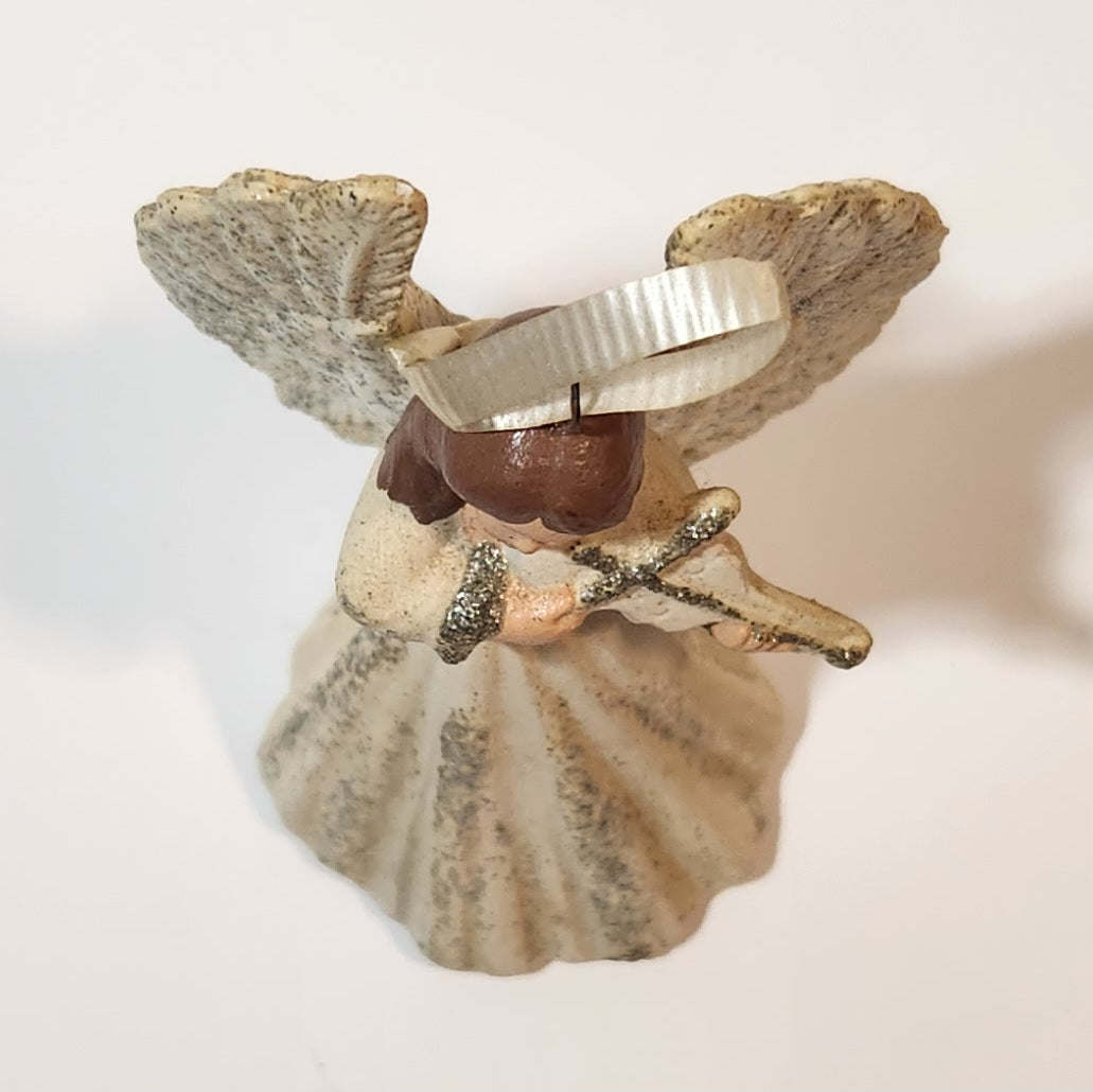 Angel Playing Violin 3 3/4" Hanging Ceramic Christmas Tree Ornament 8