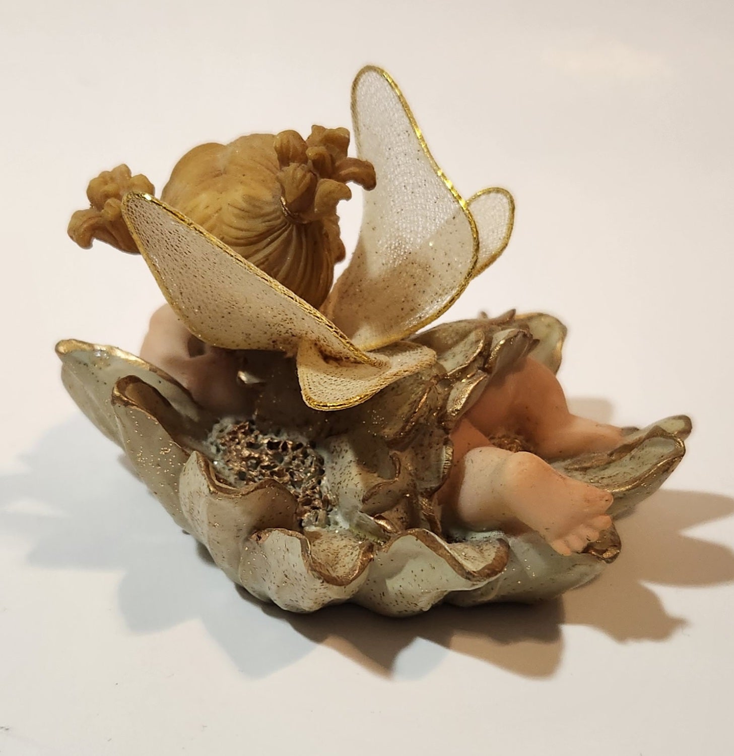 Angel Girl Child Lying on Flower 2 1/2" Tall Resin Figurine 5