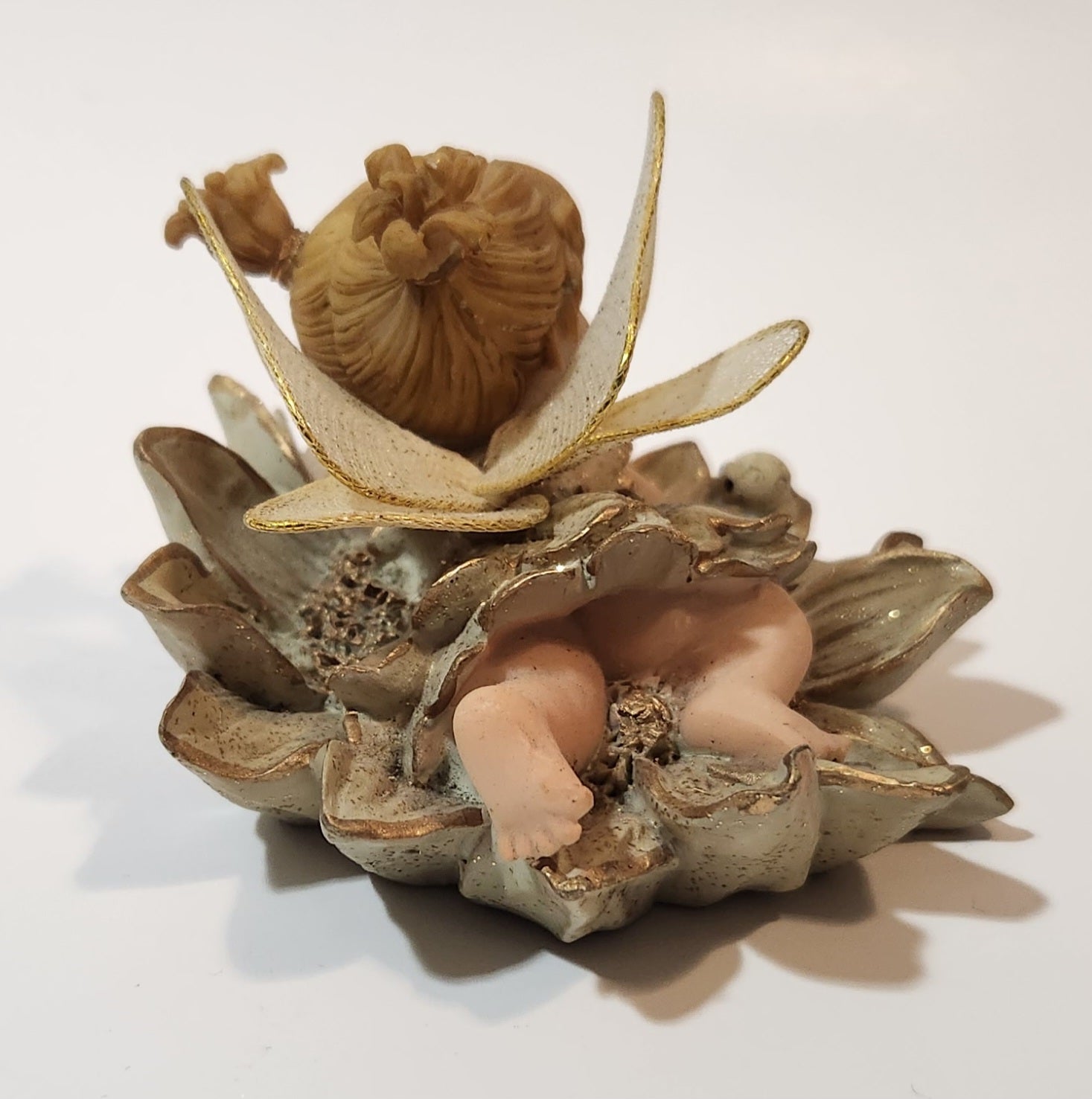 Angel Girl Child Lying on Flower 2 1/2" Tall Resin Figurine 6