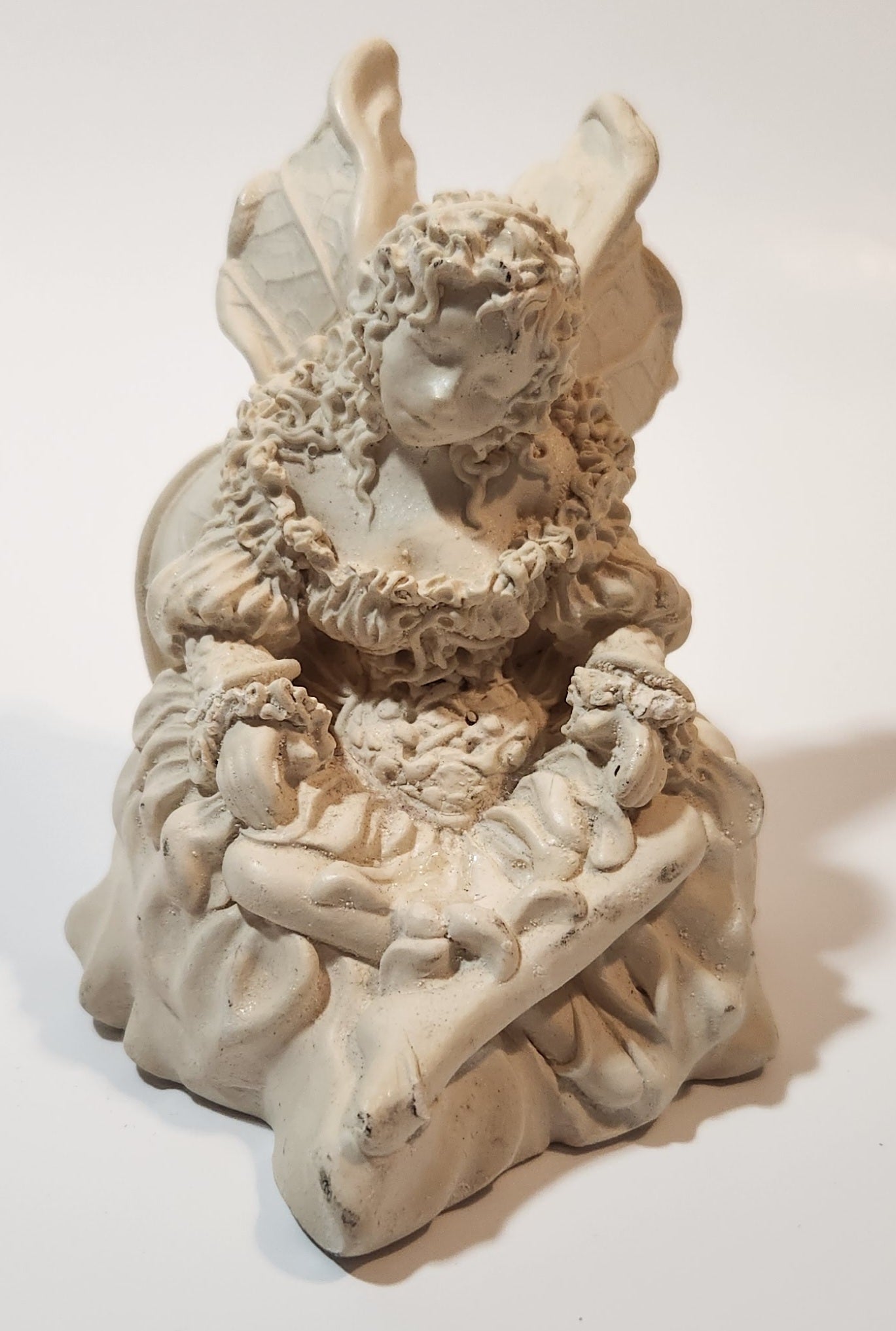 Angel Sitting Wearing Dress 3 1/2" Tall Heavy Resin Figurine