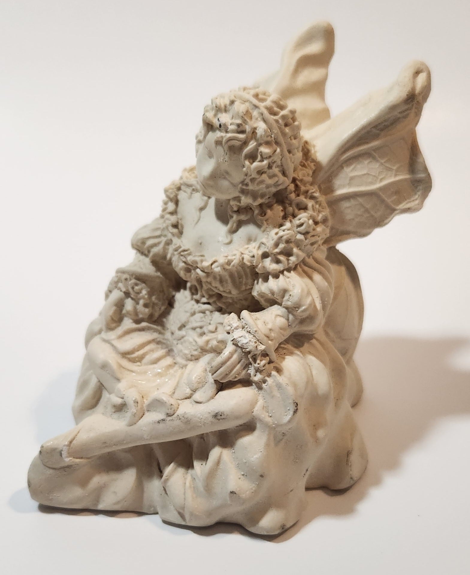 Angel Sitting Wearing Dress 3 1/2" Tall Heavy Resin Figurine 2