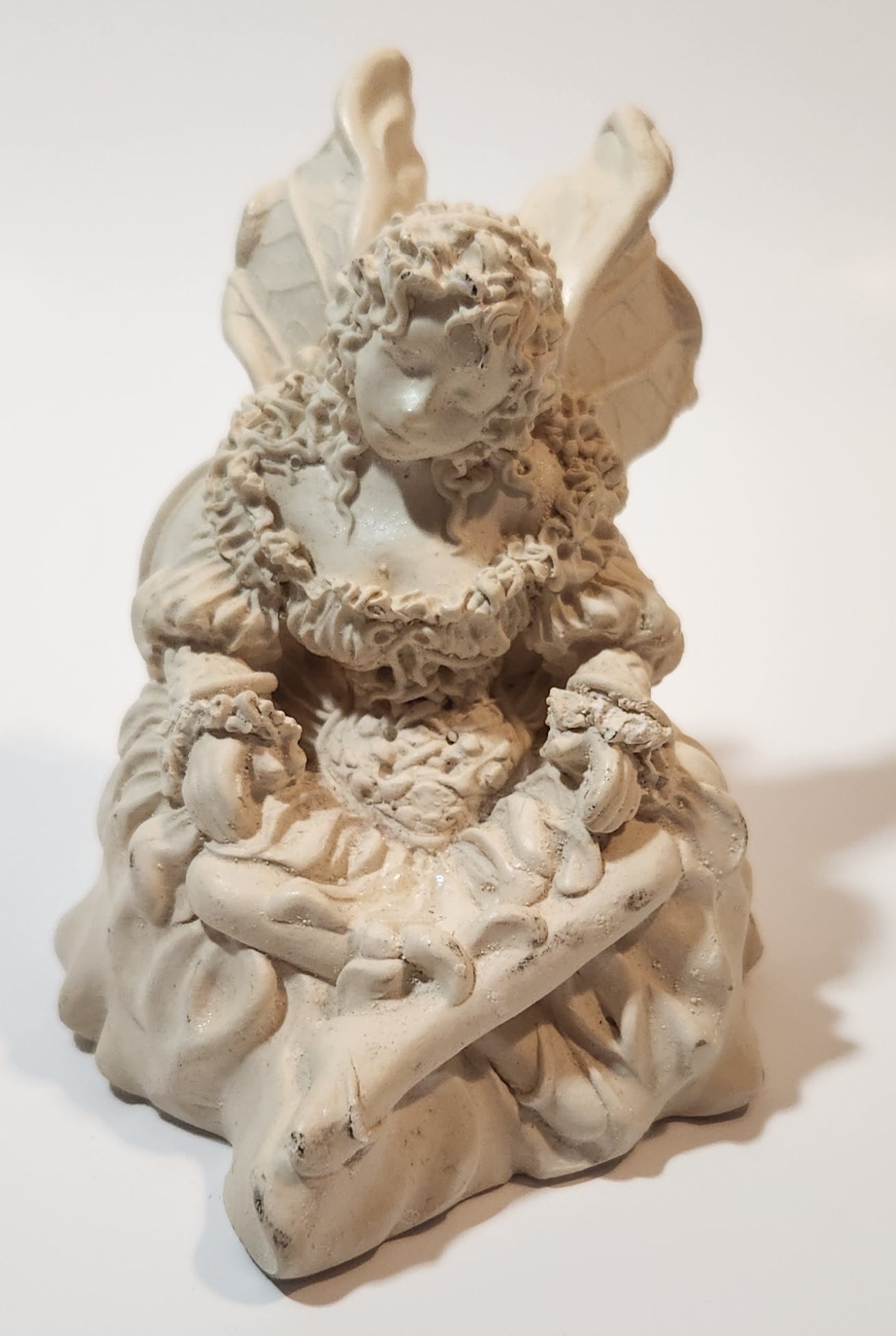 Angel Sitting Wearing Dress 3 1/2" Tall Heavy Resin Figurine 10
