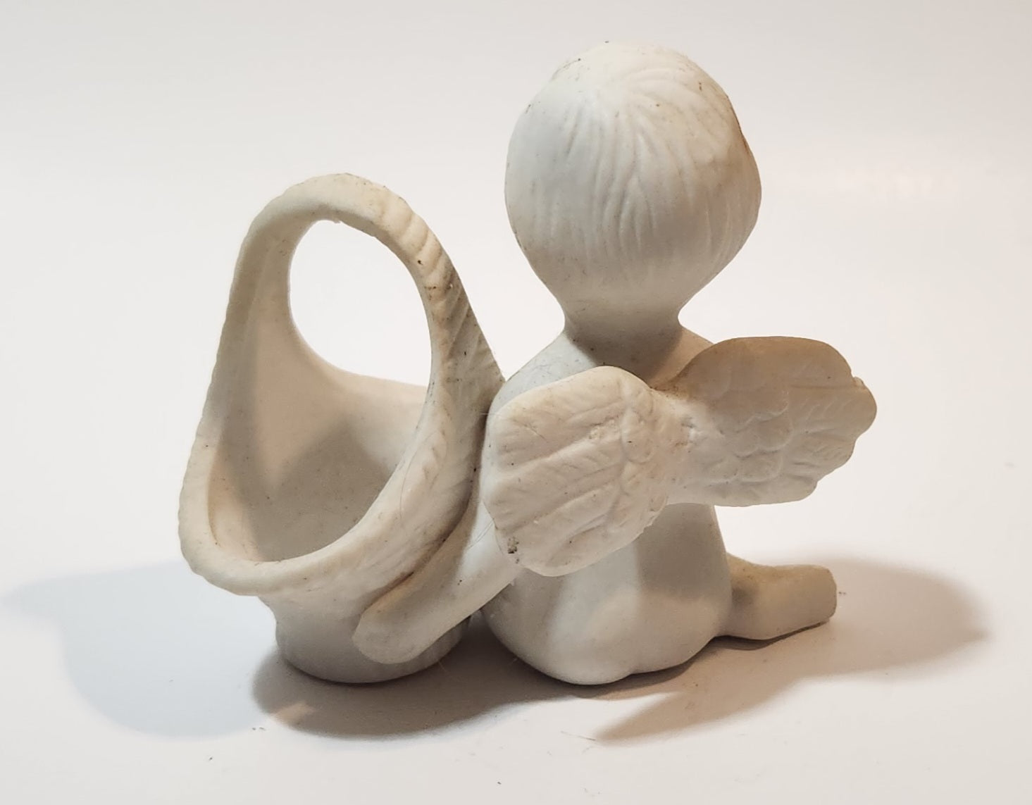 Angel Kneeling Next To a Basket 3 3/4" Tall Ceramic Figurine 5