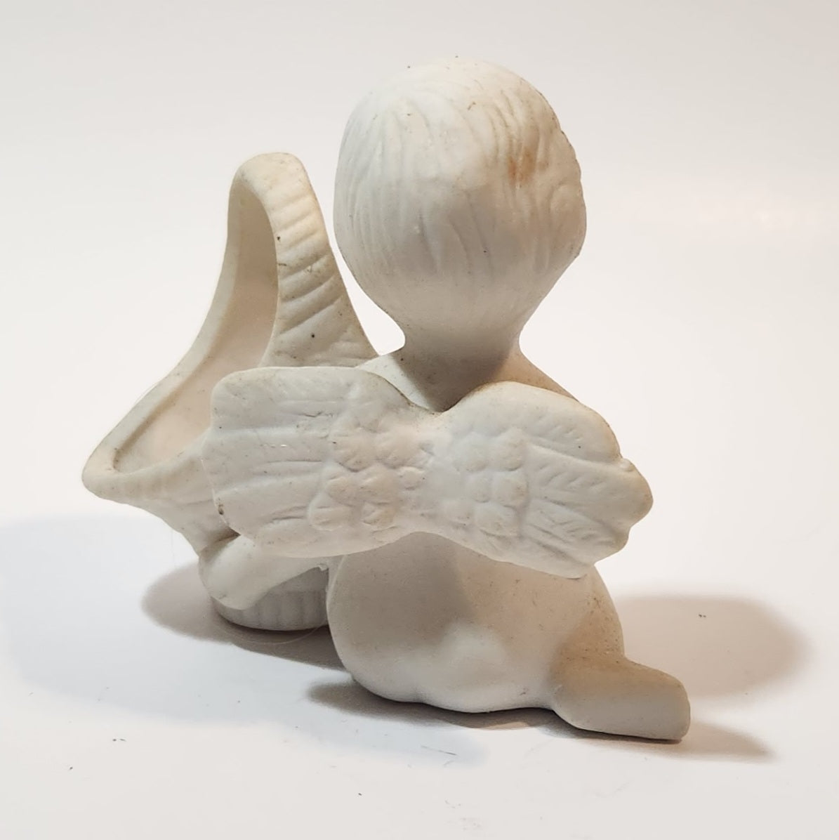 Angel Kneeling Next To a Basket 3 3/4" Tall Ceramic Figurine 6