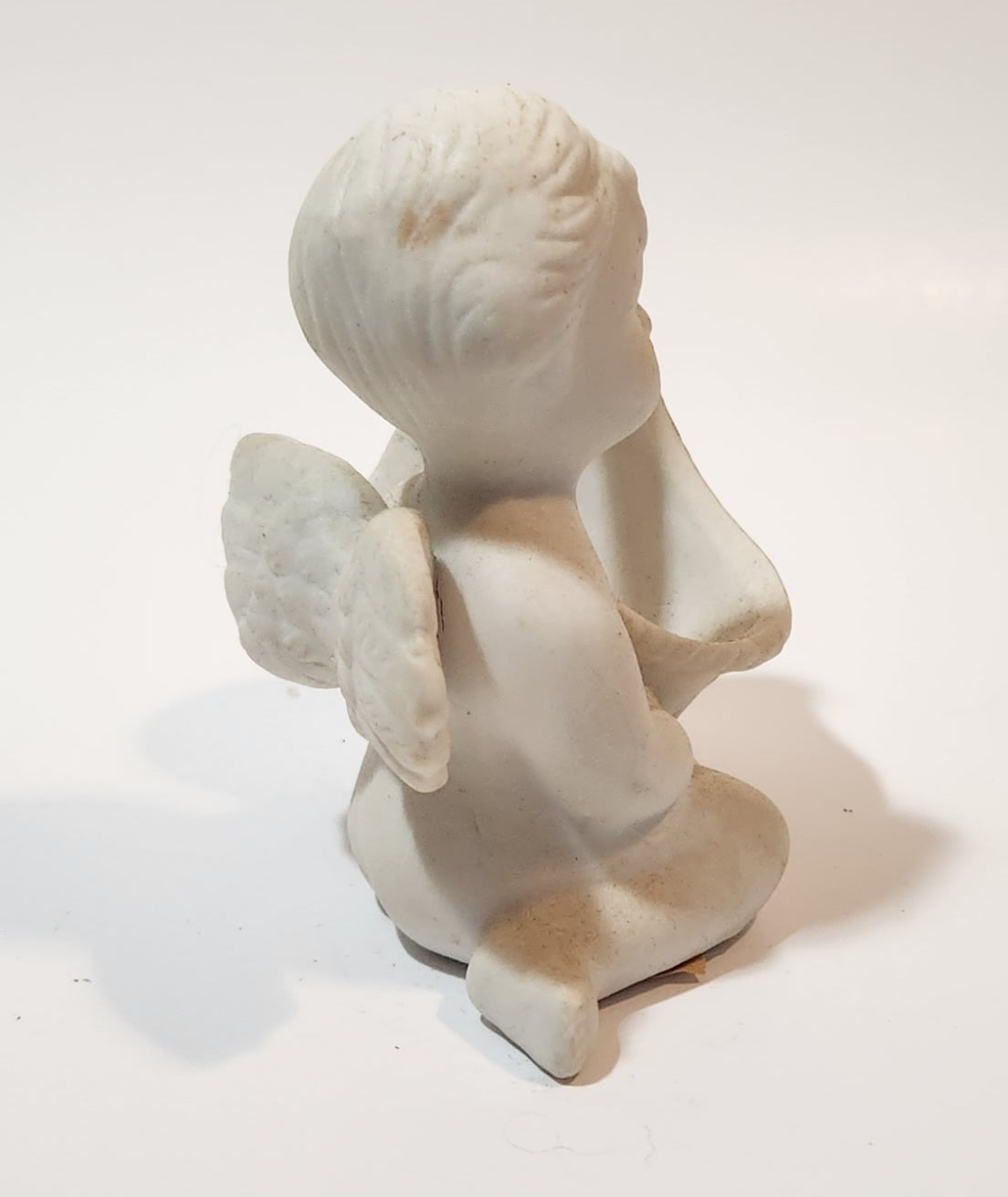 Angel Kneeling Next To a Basket 3 3/4" Tall Ceramic Figurine 7