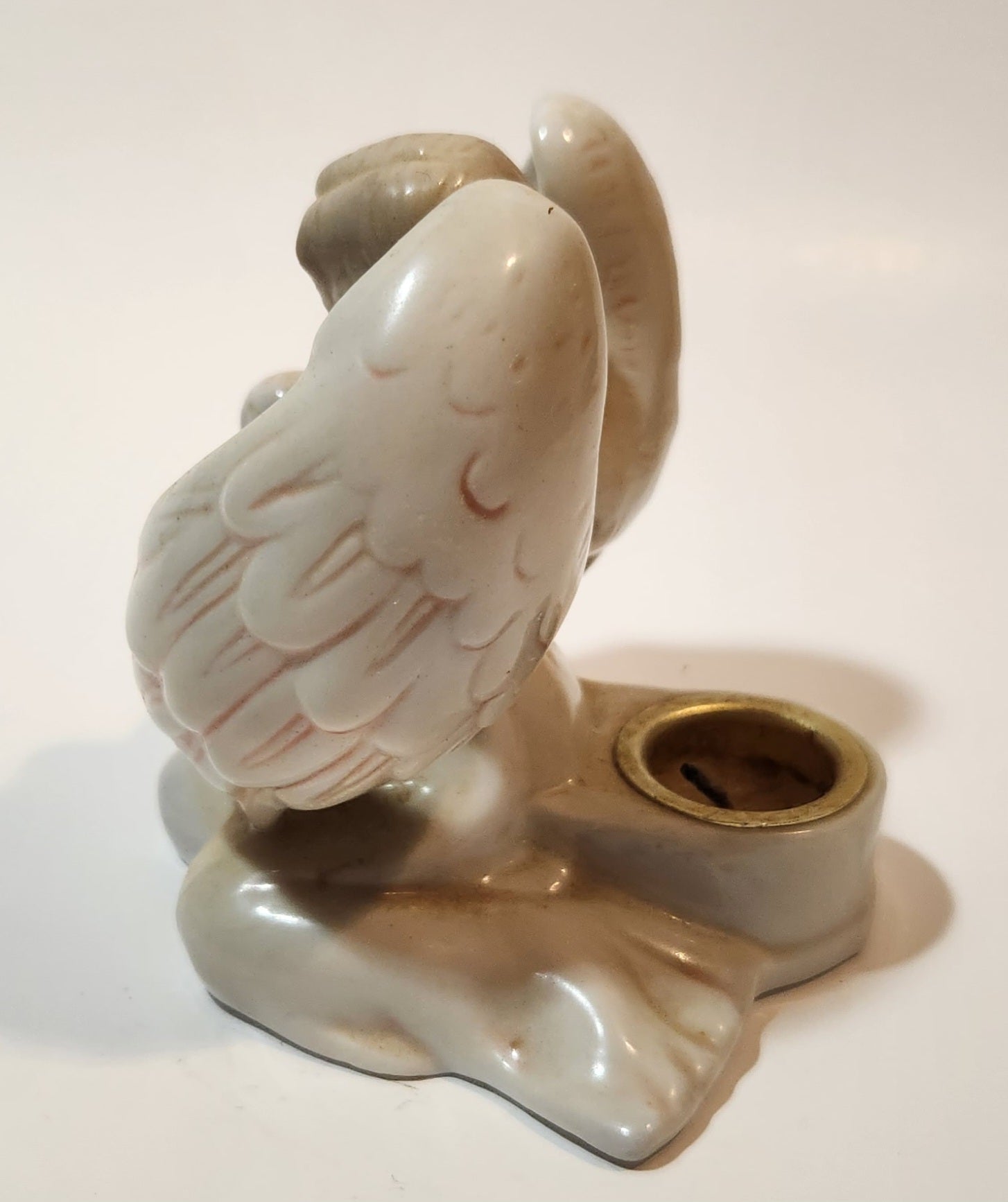 Russ Berrie 15483 Angel Holding New Born Infant 3 1/2" Tall Porcelain Figurine Candle Holder 3