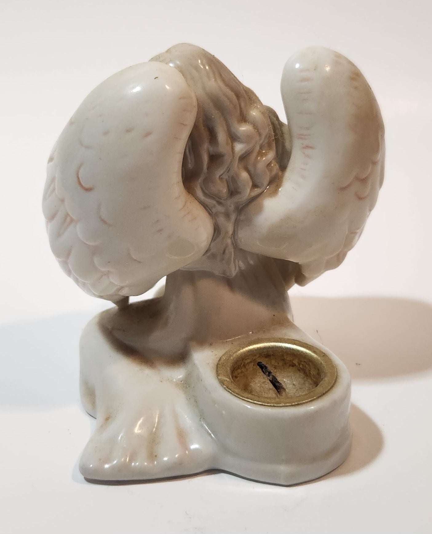 Russ Berrie 15483 Angel Holding New Born Infant 3 1/2" Tall Porcelain Figurine Candle Holder 4