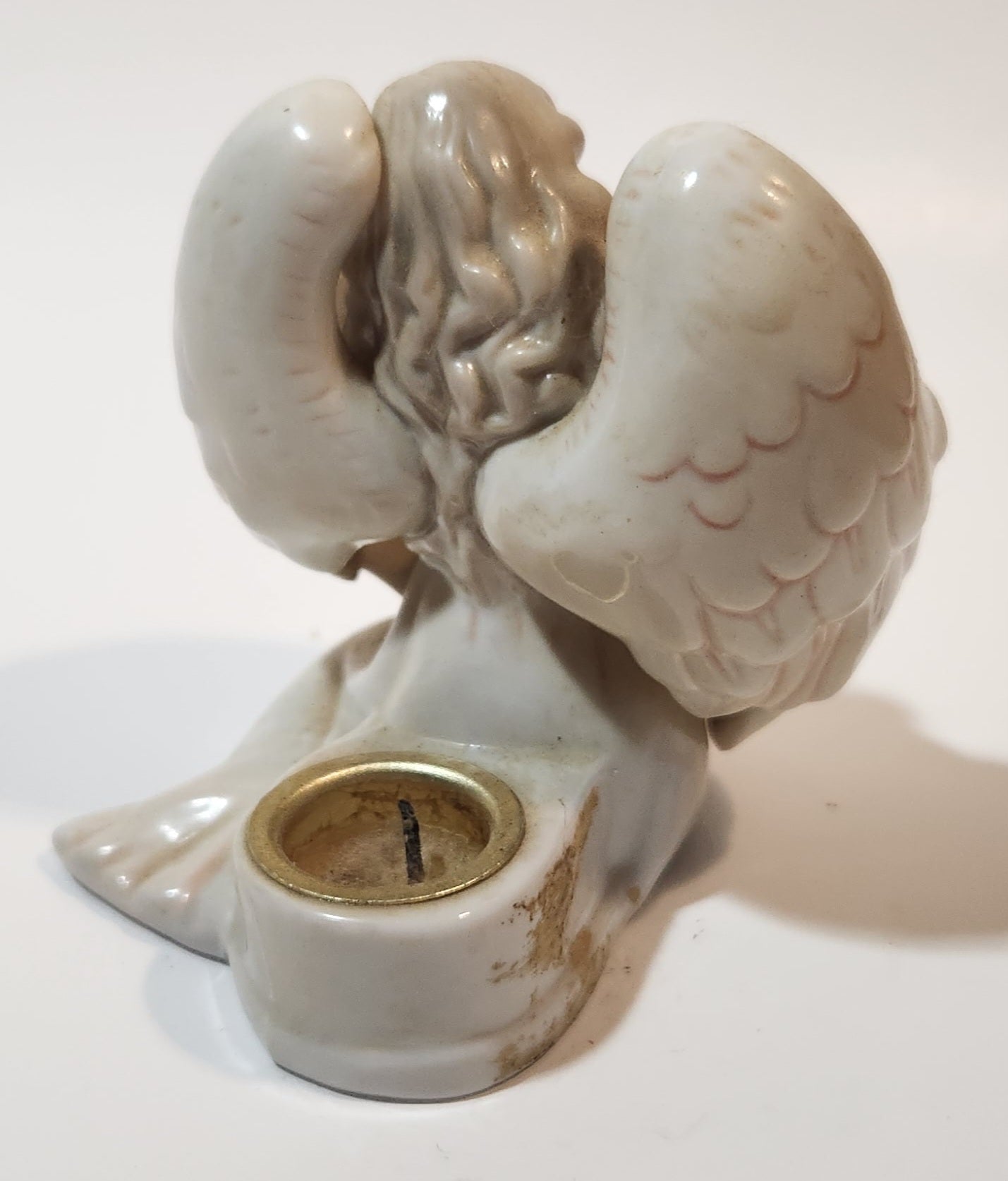 Russ Berrie 15483 Angel Holding New Born Infant 3 1/2" Tall Porcelain Figurine Candle Holder 5
