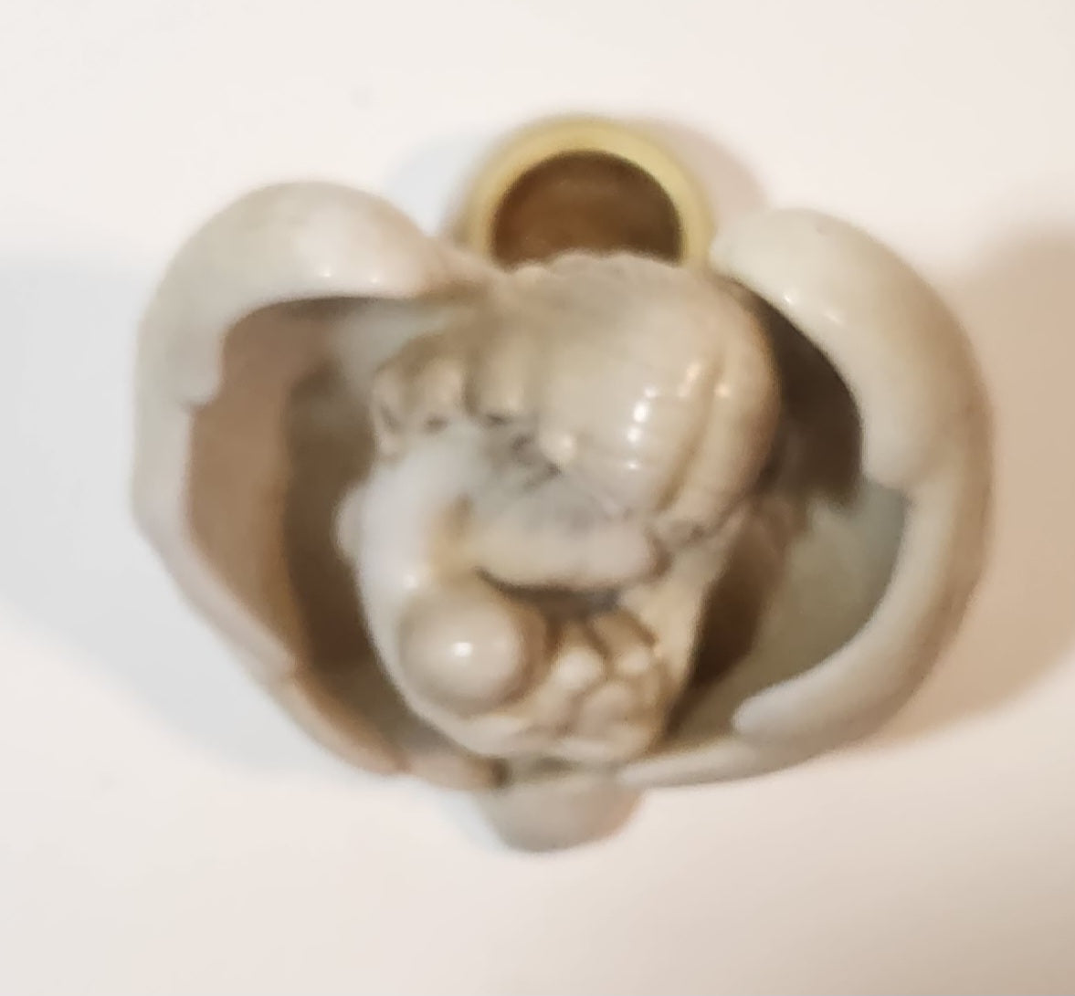 Russ Berrie 15483 Angel Holding New Born Infant 3 1/2" Tall Porcelain Figurine Candle Holder 10
