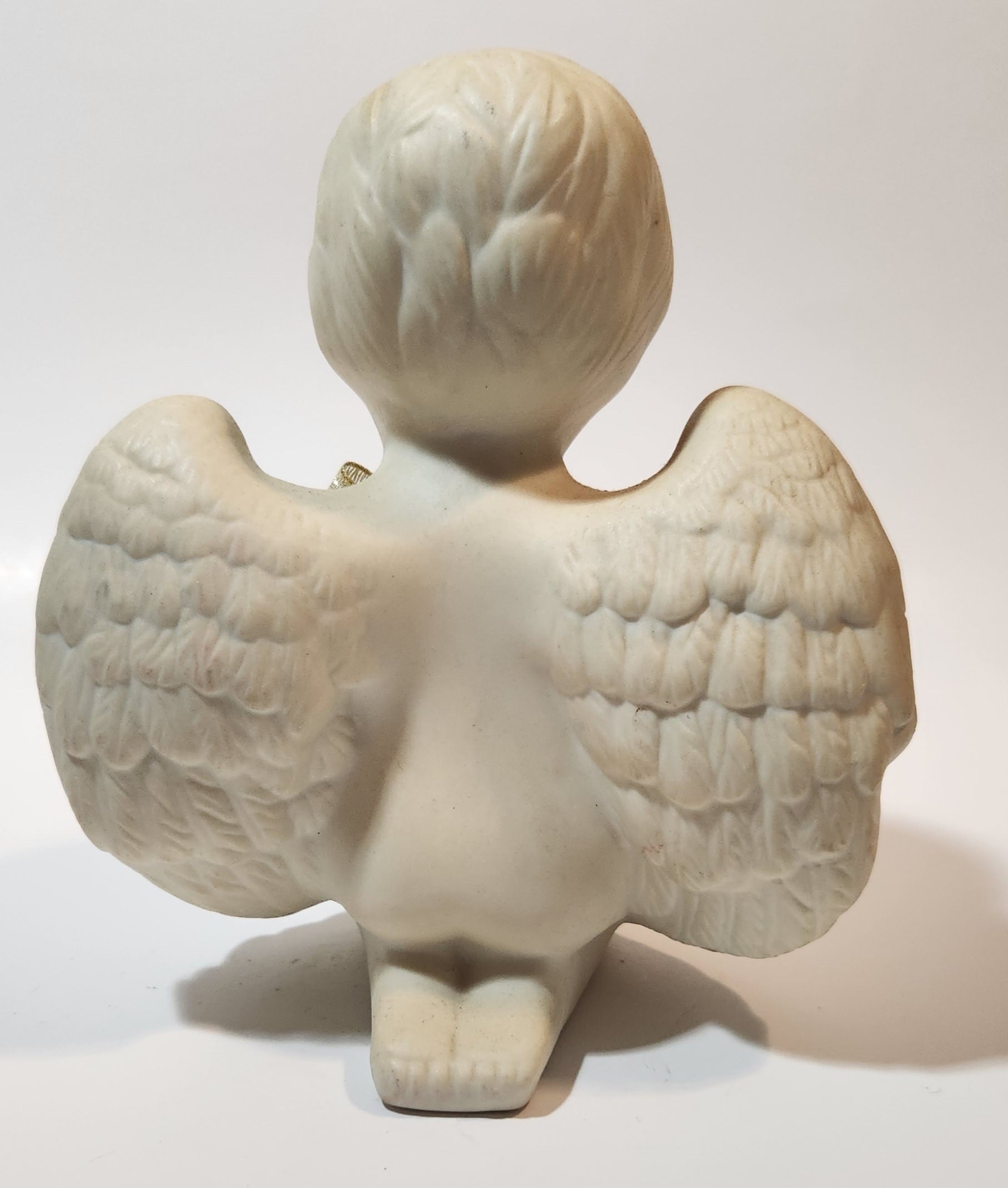 Carlton Cards Boy Angel Kneeling and Praying with Gold Glitter Bow 5" Tall Ceramic Figurine 5