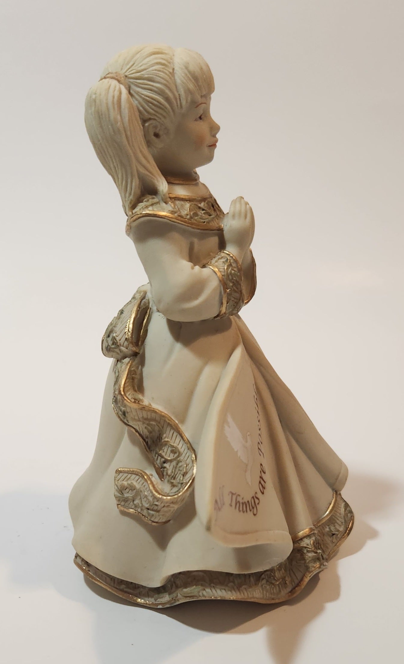 2006 Mindspring Studio Sarah's Angels Angel Girl Praying All Things are Possible 5" Tall Heavy Resin Figurine Missing Wings 7