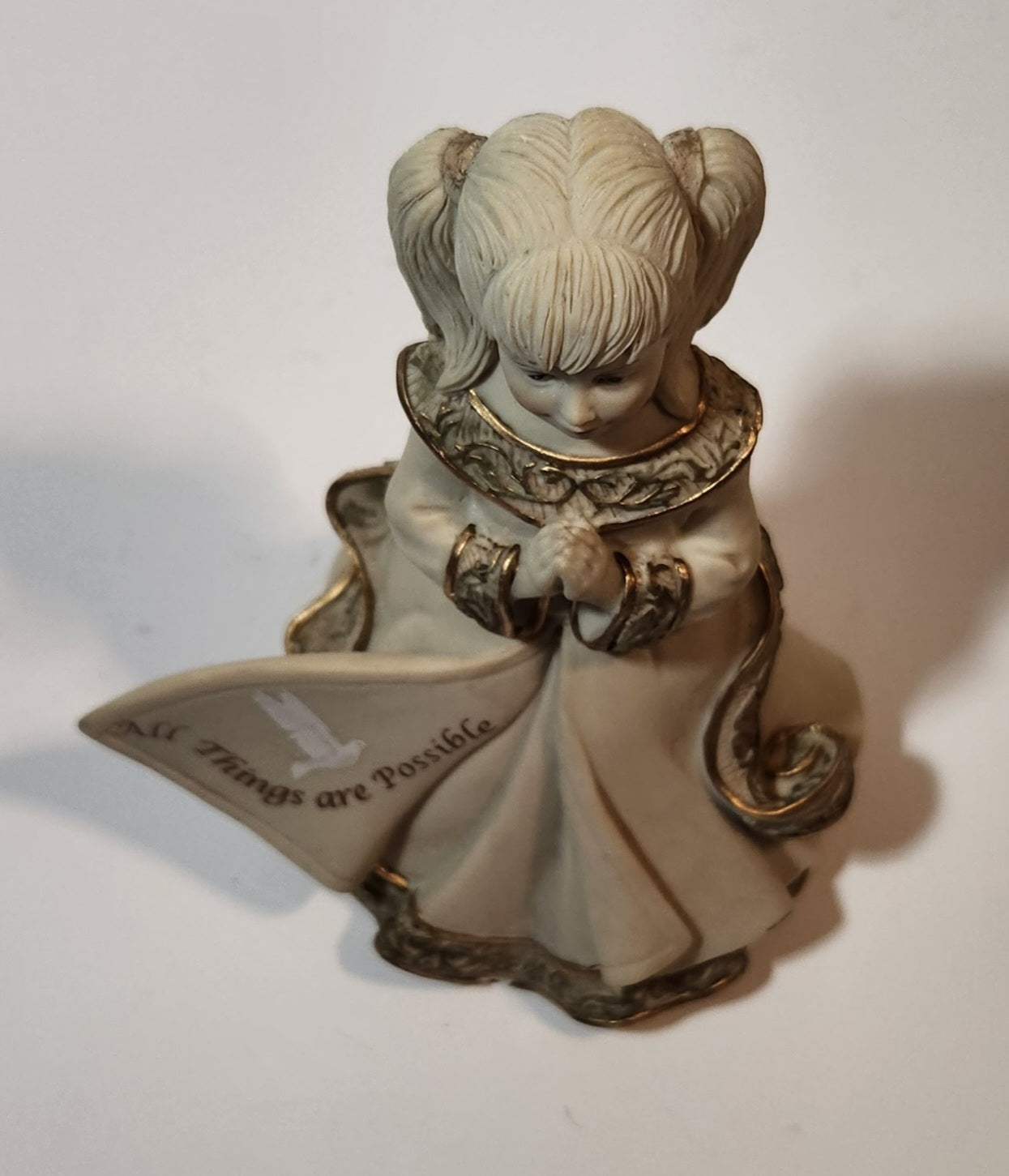 2006 Mindspring Studio Sarah's Angels Angel Girl Praying All Things are Possible 5" Tall Heavy Resin Figurine Missing Wings 10