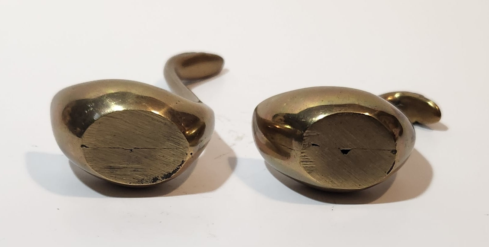 Vintage Swan Bird 2 1/2" and 3 5/8" Brass Metal Figurines Set of 2 9