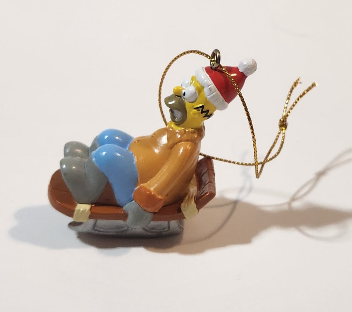 Twentieth Century Fox The Simpsons Homer Simpson on Sled 2" PVC Hanging Christmas Tree Ornament 2