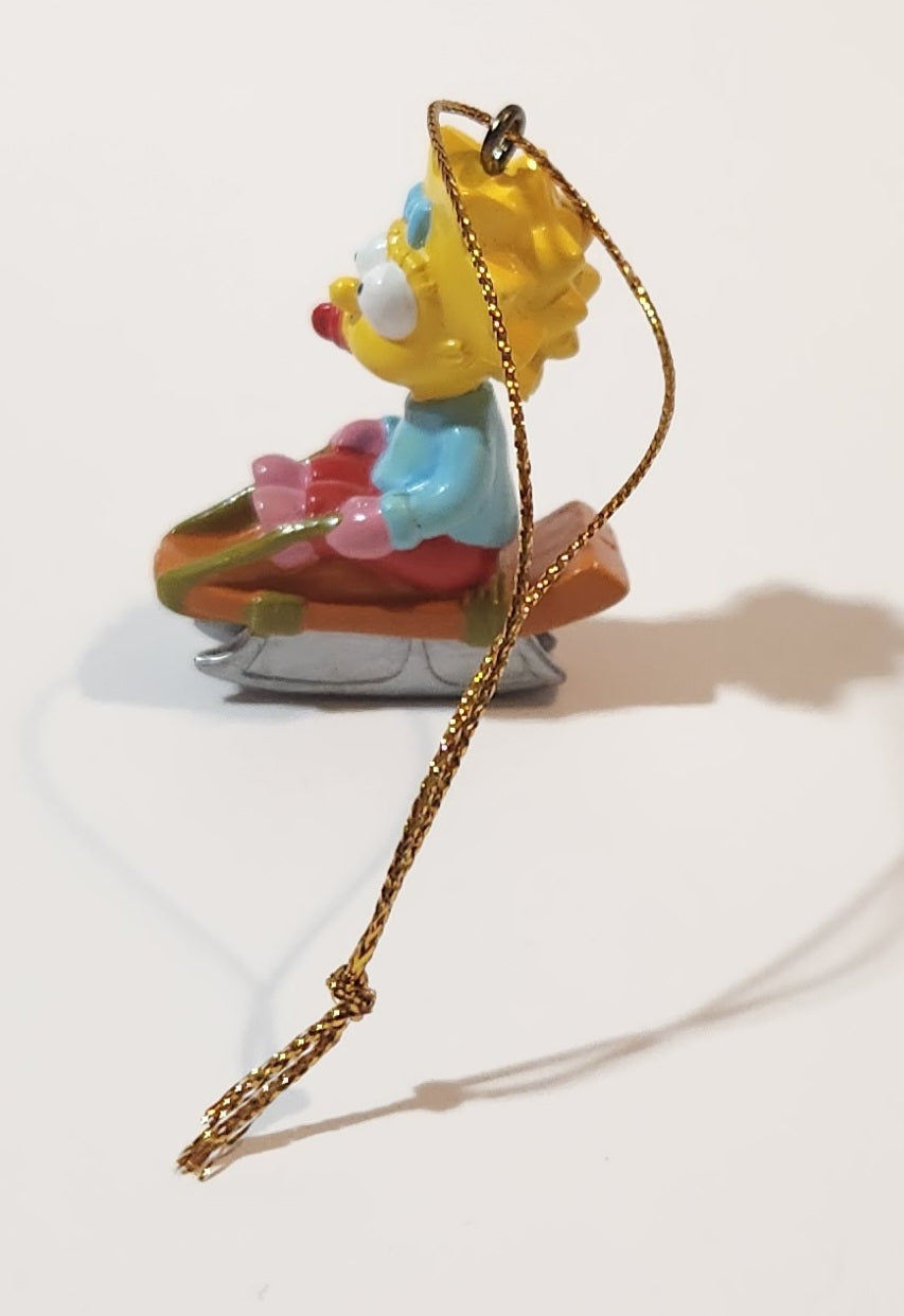 Twentieth Century Fox The Simpsons Maggie Simpson on Sled 1 3/4" PVC Hanging Christmas Tree Ornament 2
