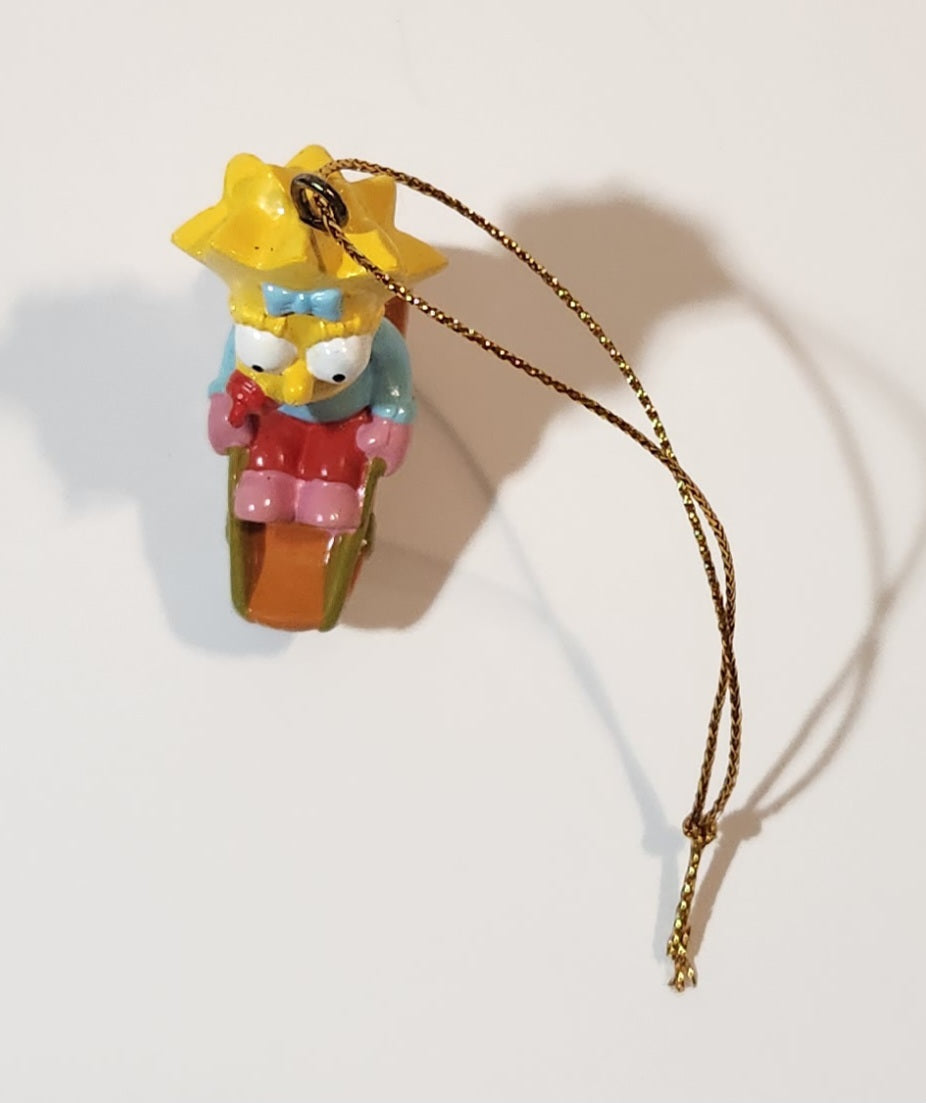 Twentieth Century Fox The Simpsons Maggie Simpson on Sled 1 3/4" PVC Hanging Christmas Tree Ornament 5
