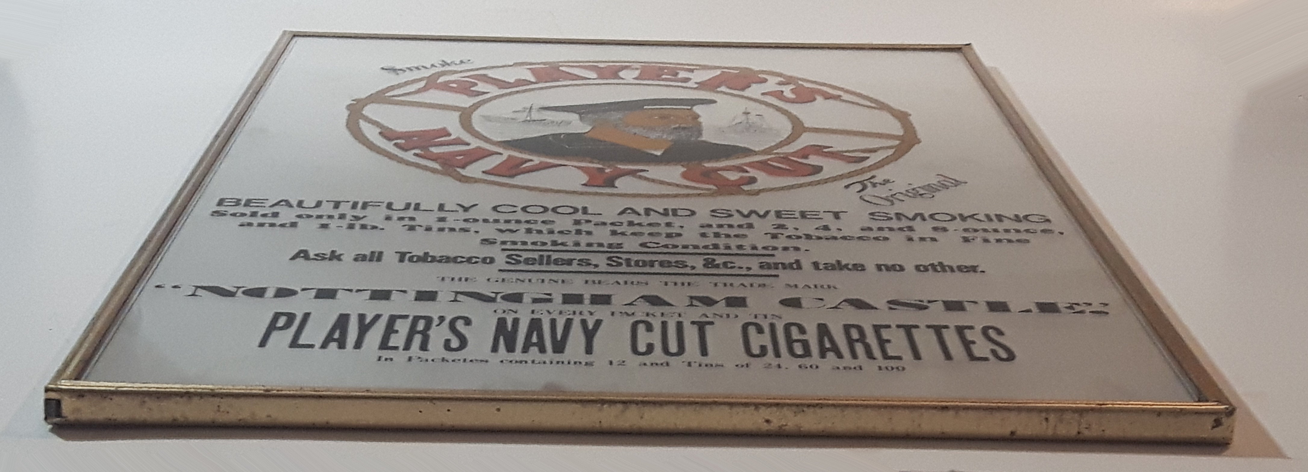 Player's Navy Cut Cigarettes The Original Nottingham Castle Metal Framed Advertising Mirror Tobacciana Collectible 2