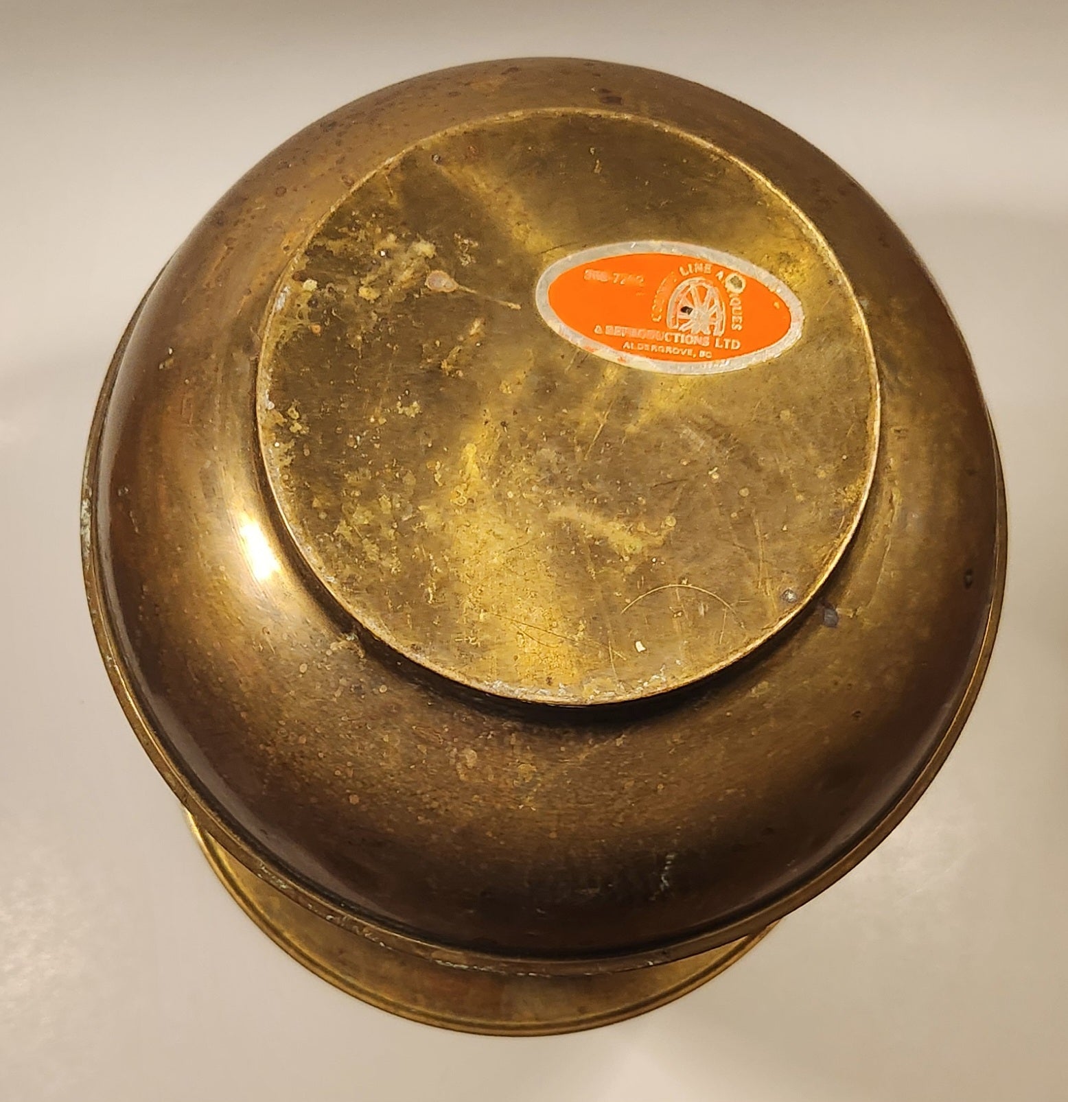 Antique Redskin Brand Chewing Tobacco Cut Plug Large Brass 10" Tall Spittoon 10