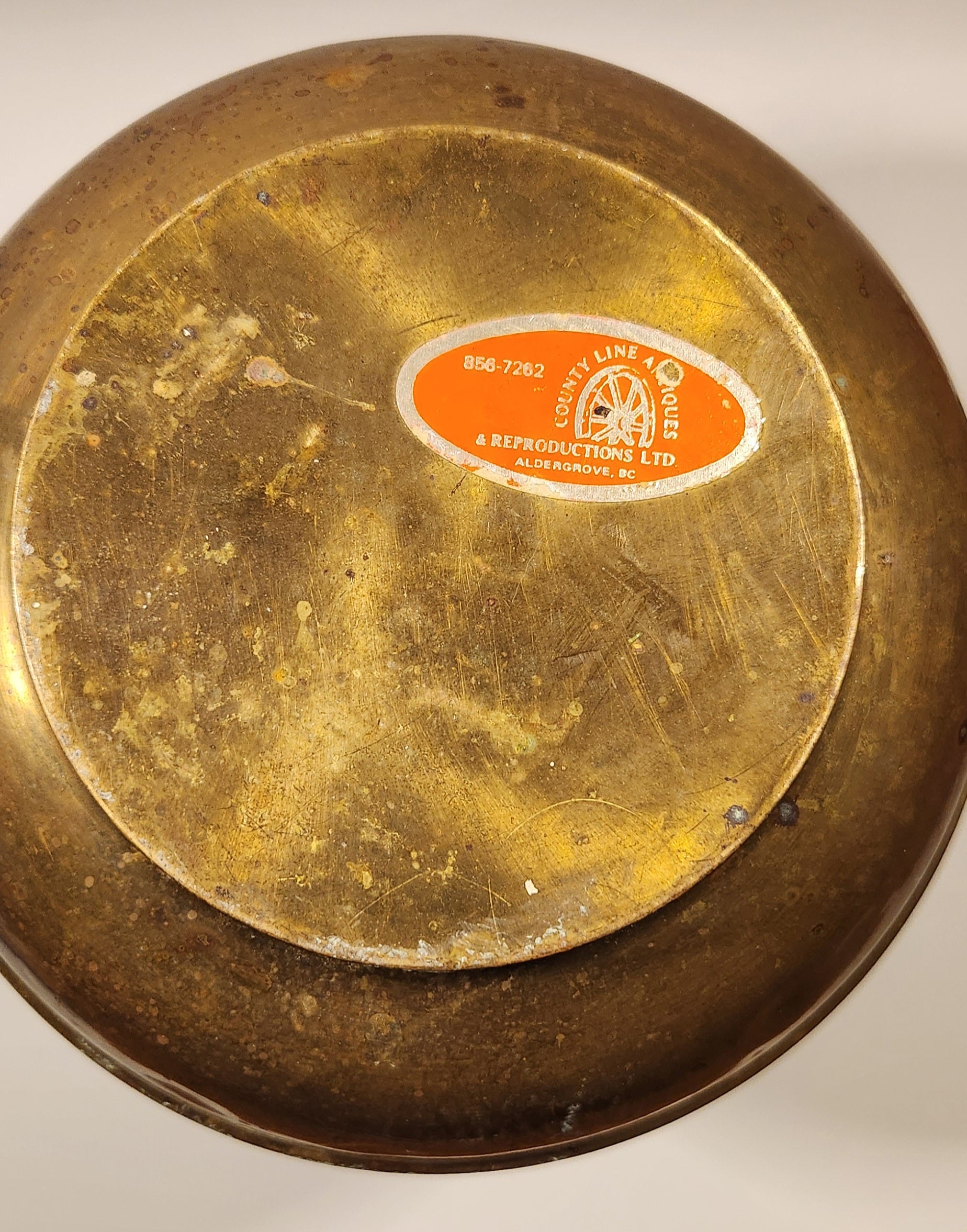 Antique Redskin Brand Chewing Tobacco Cut Plug Large Brass 10" Tall Spittoon 11