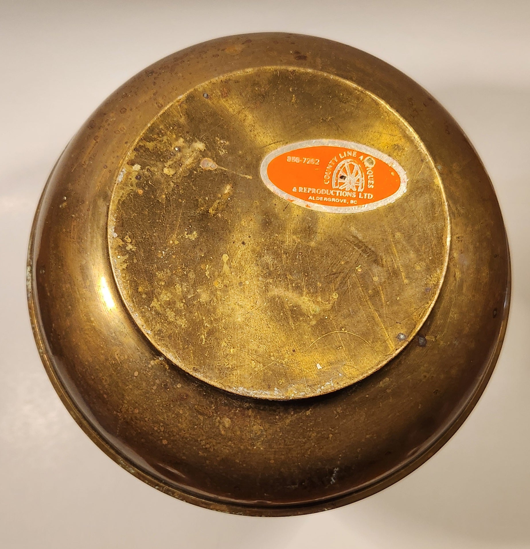 Antique Redskin Brand Chewing Tobacco Cut Plug Large Brass 10" Tall Spittoon 12