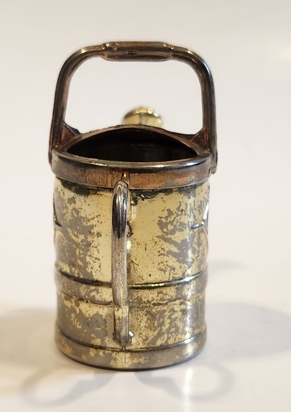Vintage Heavy Brass Metal Flower Watering Can Doll House Miniature 2 3/8" Tall 2