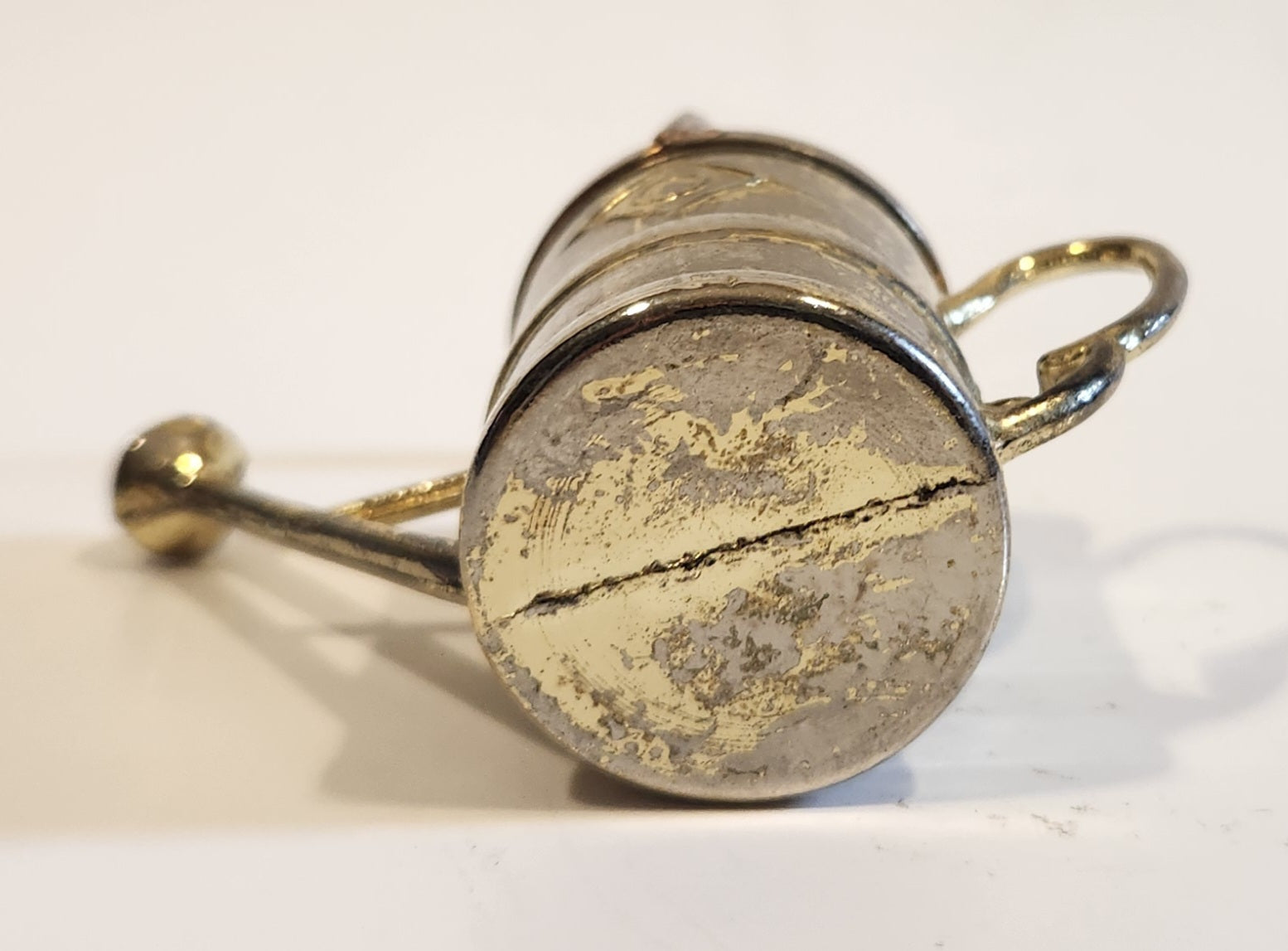 Vintage Heavy Brass Metal Flower Watering Can Doll House Miniature 2 3/8" Tall 8