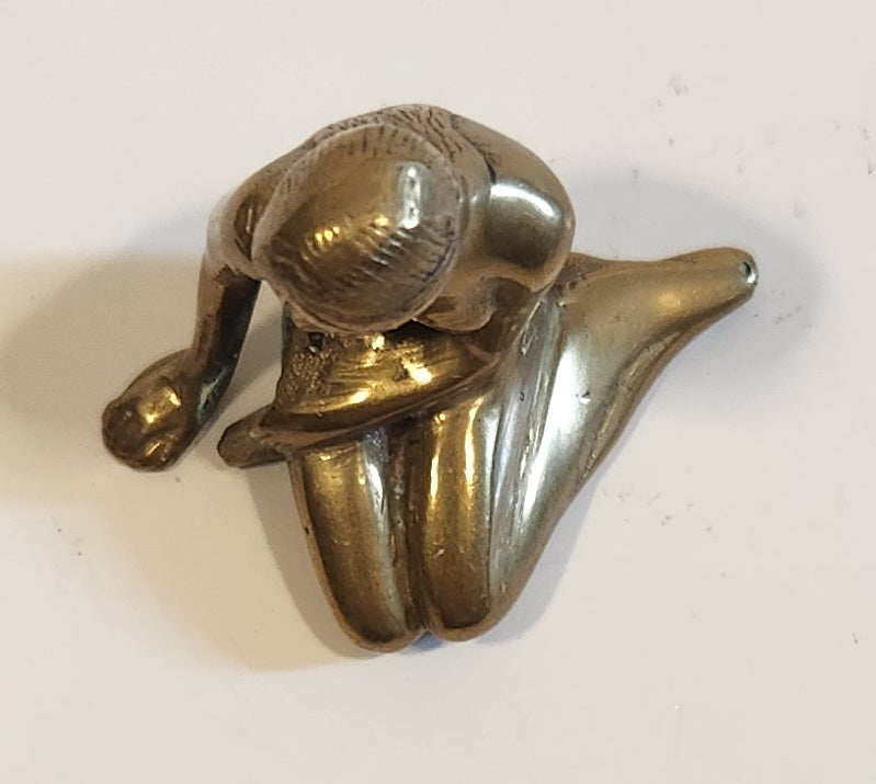 Vintage Miniature The Little Mermaid Nude Woman Sitting 2 1/4" Tall Brass Metal Figure 7