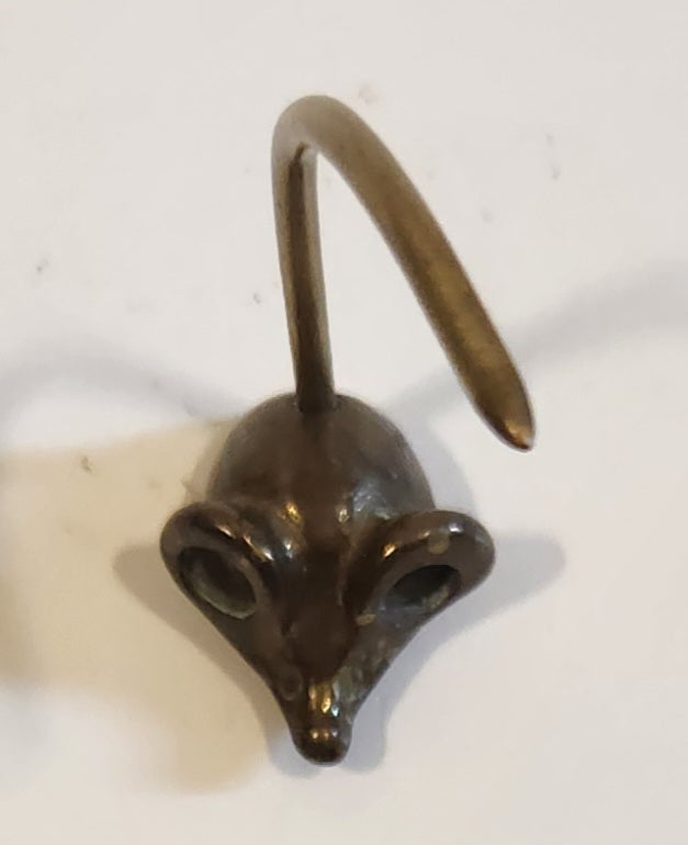 Vintage Brass Mouse Ring Holder Receipt Holder 7