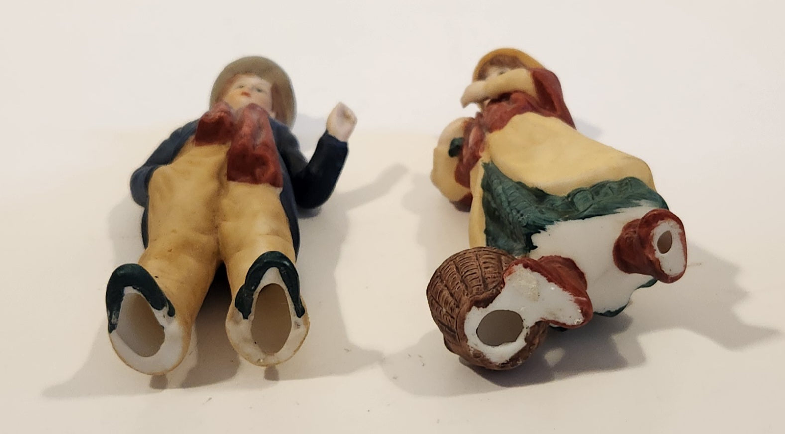 Man and Woman Christmas Carolling Porcelain Figure Christmas Tree Ornaments Set of 2 3