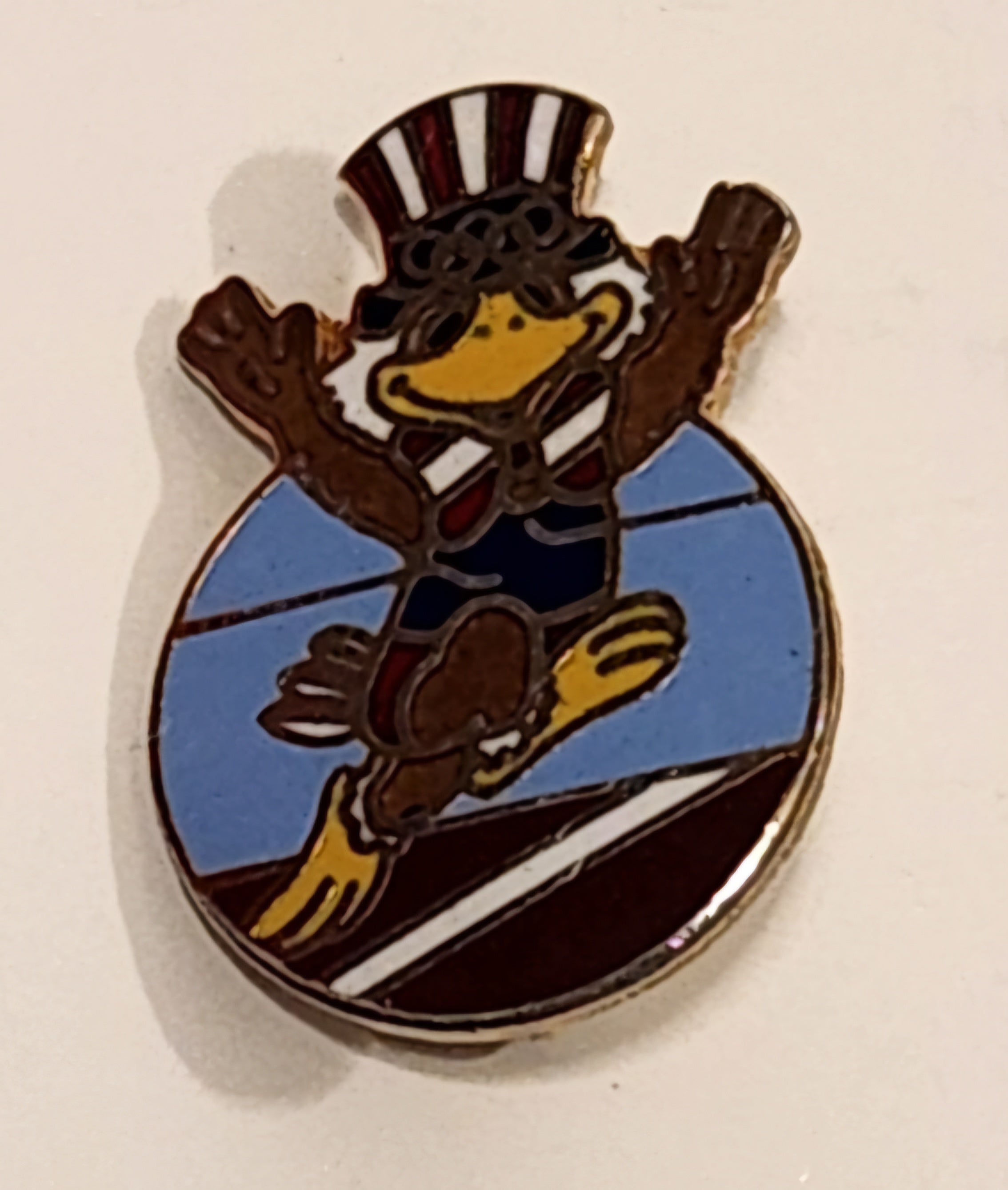 1984 Los Angeles Olympic Games Track and Field Sam The Eagle Enamel Metal Lapel Pin 2