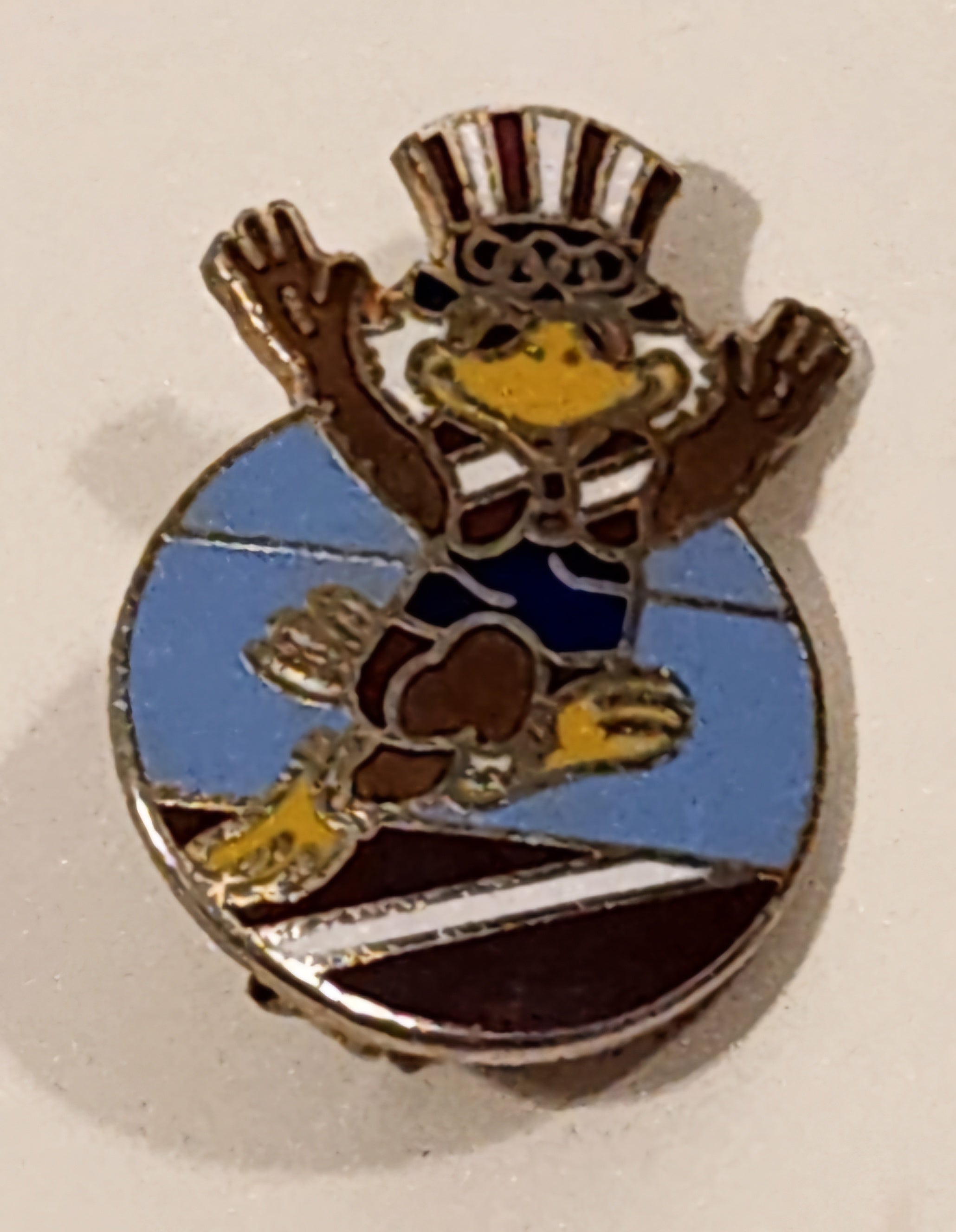 1984 Los Angeles Olympic Games Track and Field Sam The Eagle Enamel Metal Lapel Pin 3