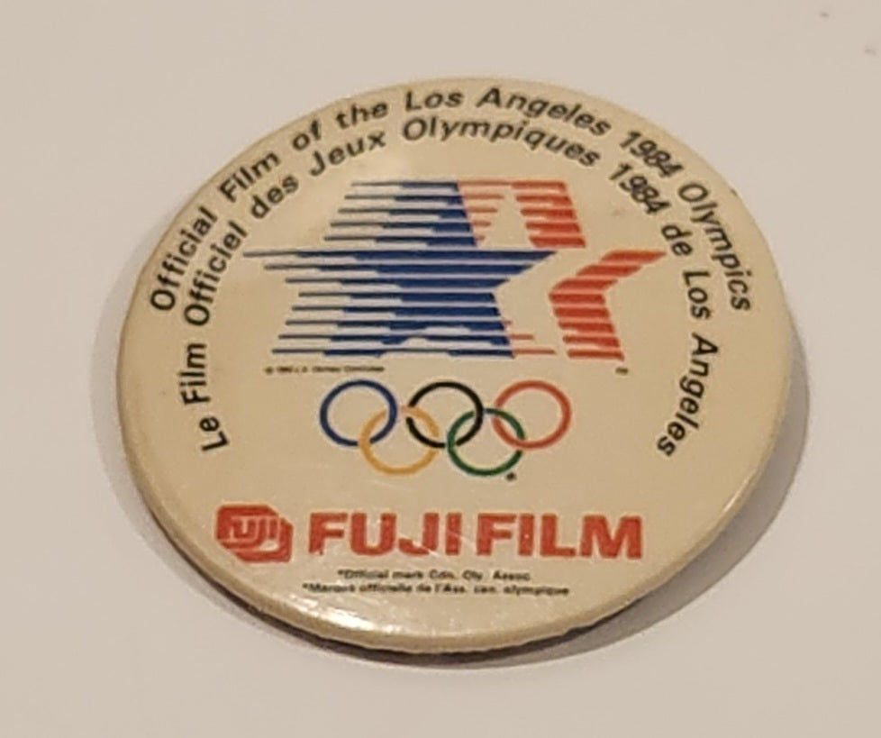 Vintage 1984 LA Los Angeles Summer Olympic Games Fuji Film Round Metal Button Pin 3